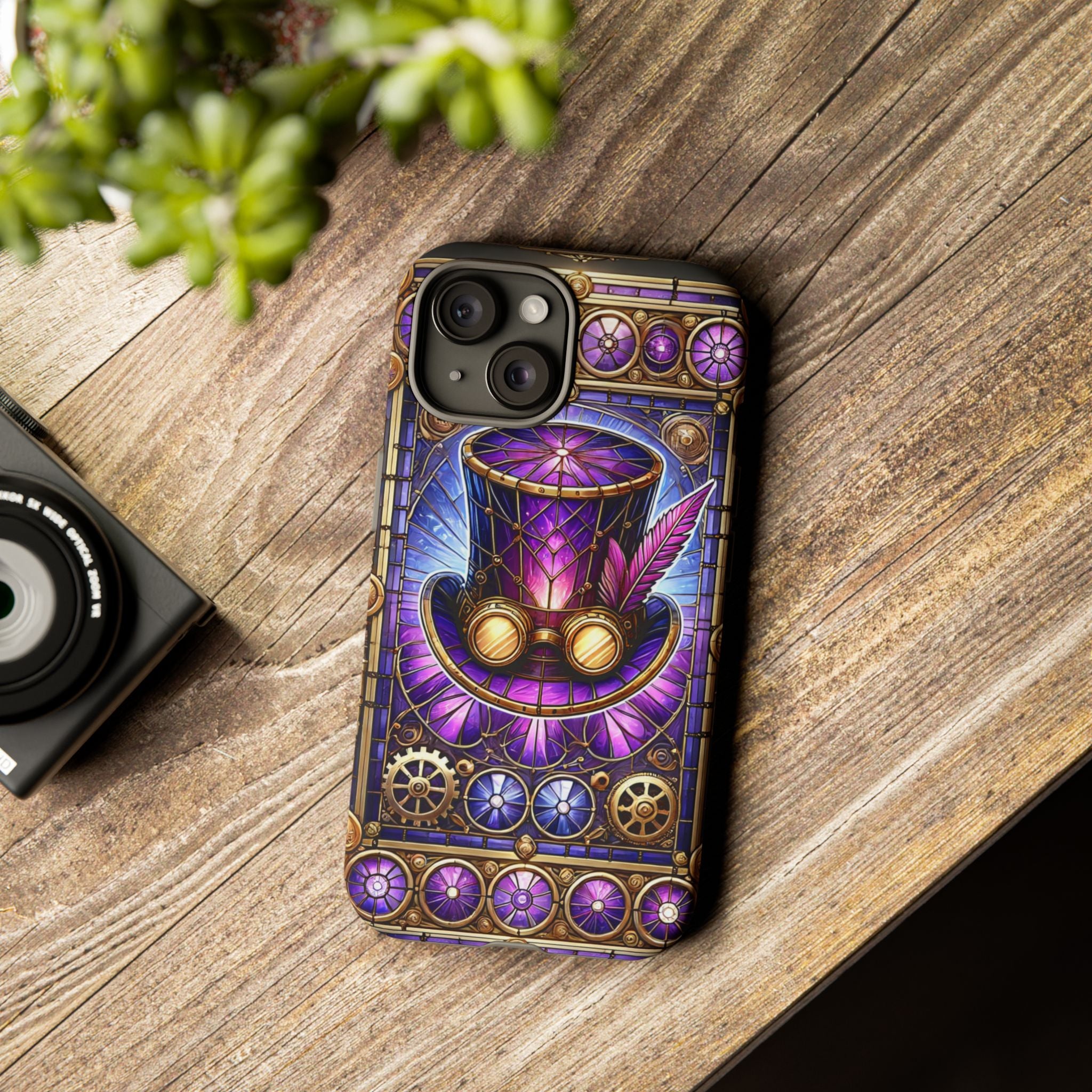 Stained Glass Steampunk iPhone Case – 3D Full-Wrap Protective Phone Cover With TPU Liner