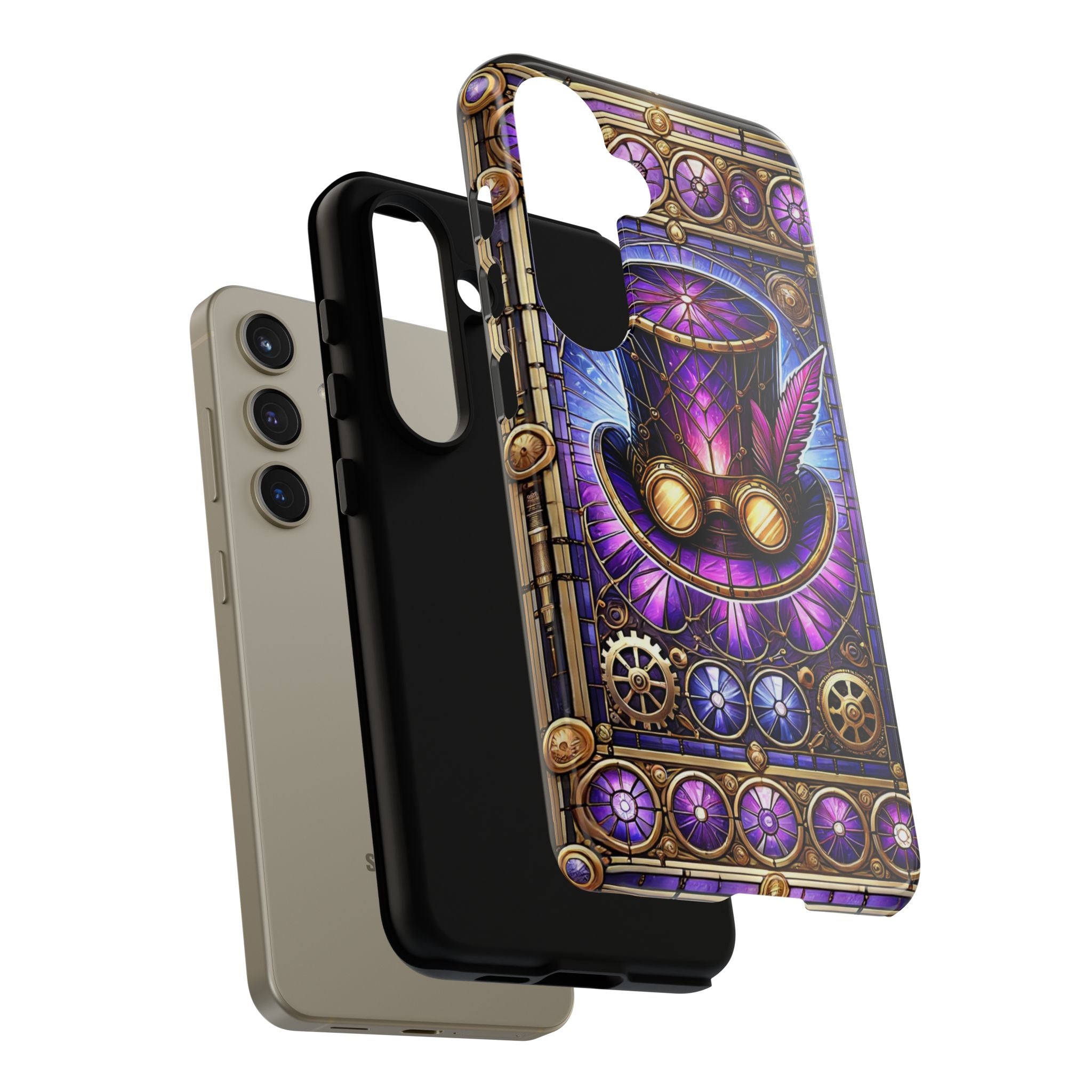 Stained Glass Steampunk Android Phone Case – 3D Full-Wrap Protective Cover with TPU Liner
