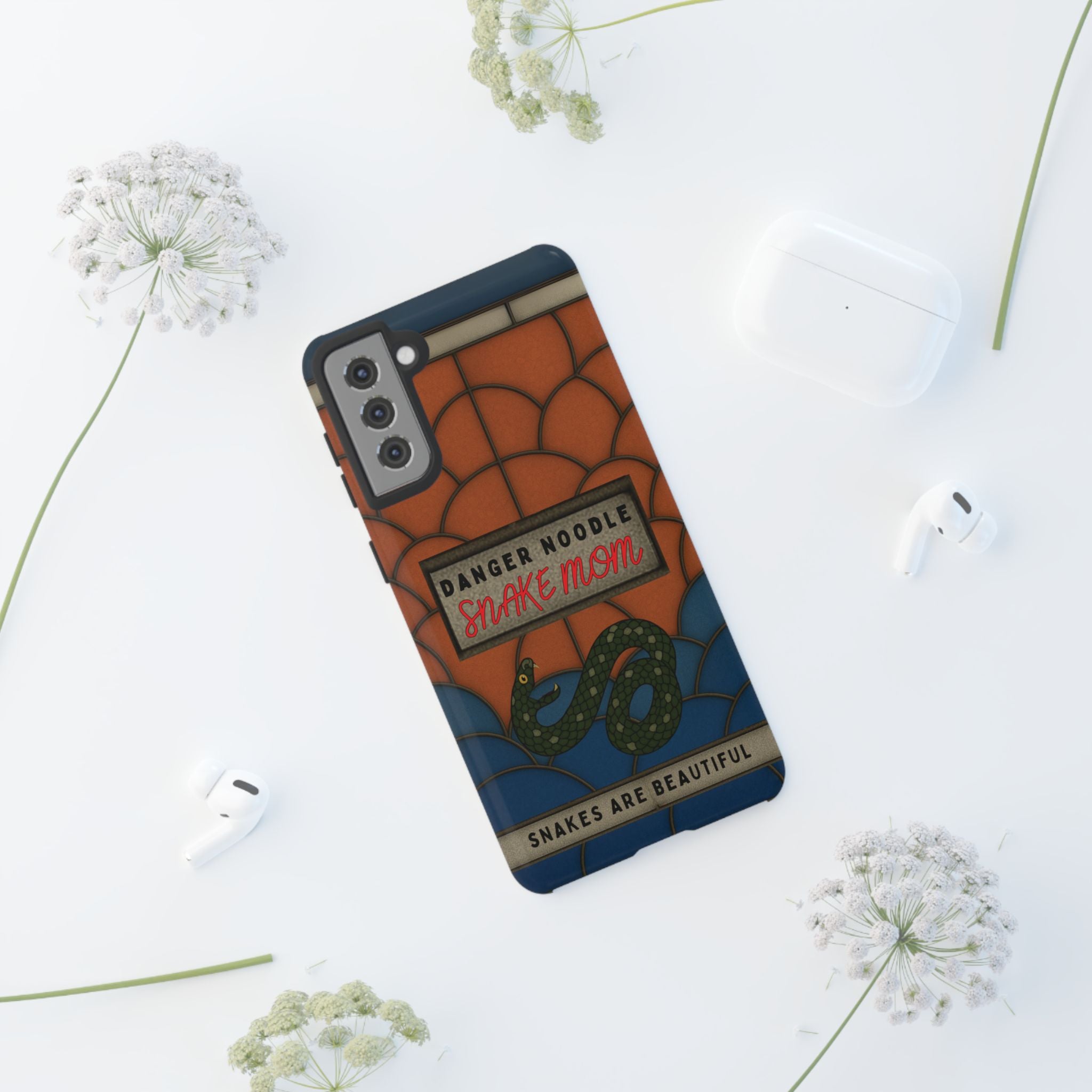 Danger Noodle Snake Mom Phone Case | Snakes Are Beautiful |Stained Glass Snake Art | Funny Snake Lover Gift |  Reptile Mom Phone Cover