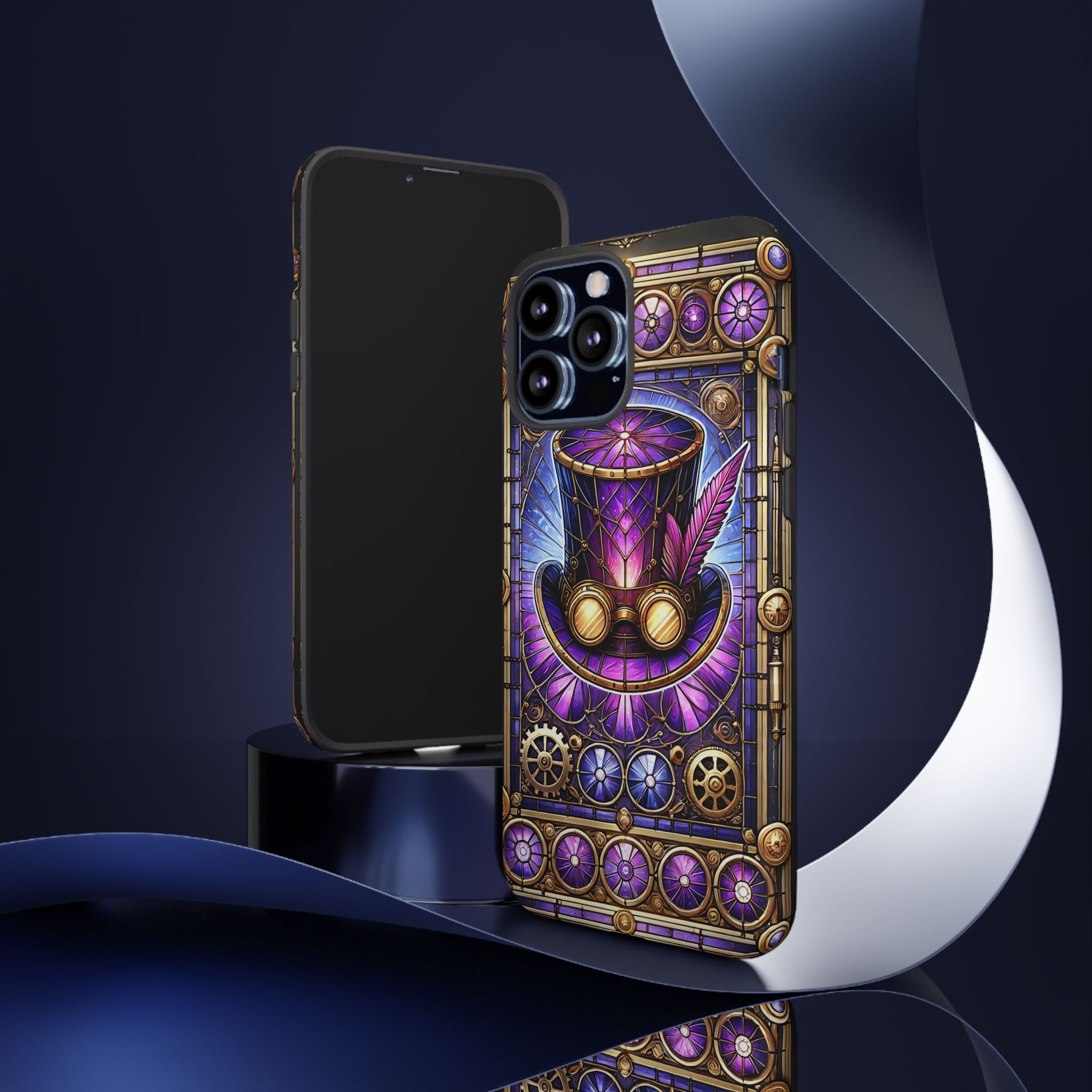 Stained Glass Steampunk iPhone Case – 3D Full-Wrap Protective Phone Cover With TPU Liner