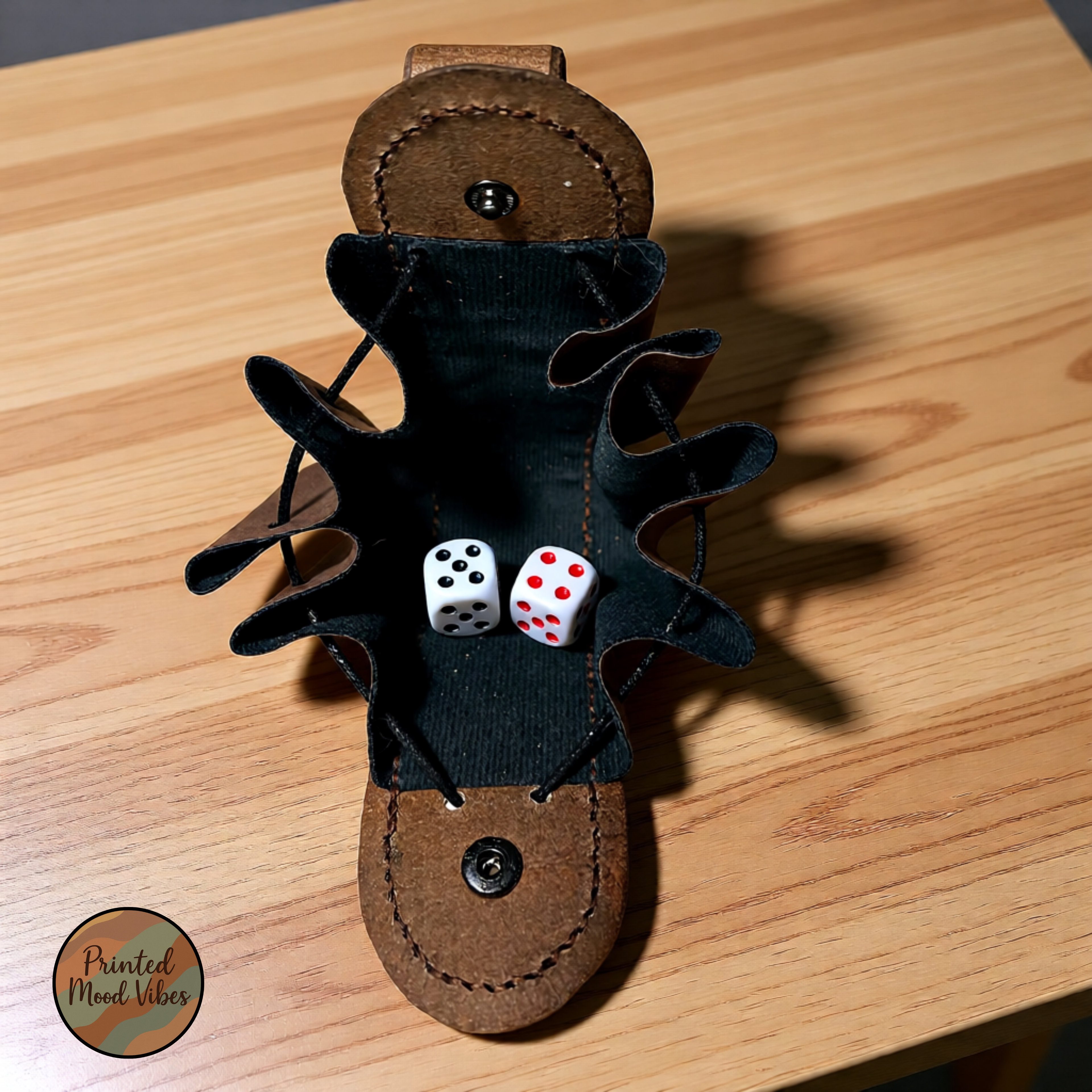 Brown Leather Dragon Dice Pouch: RPG Gamer Pouch, Coin Trinket Purse