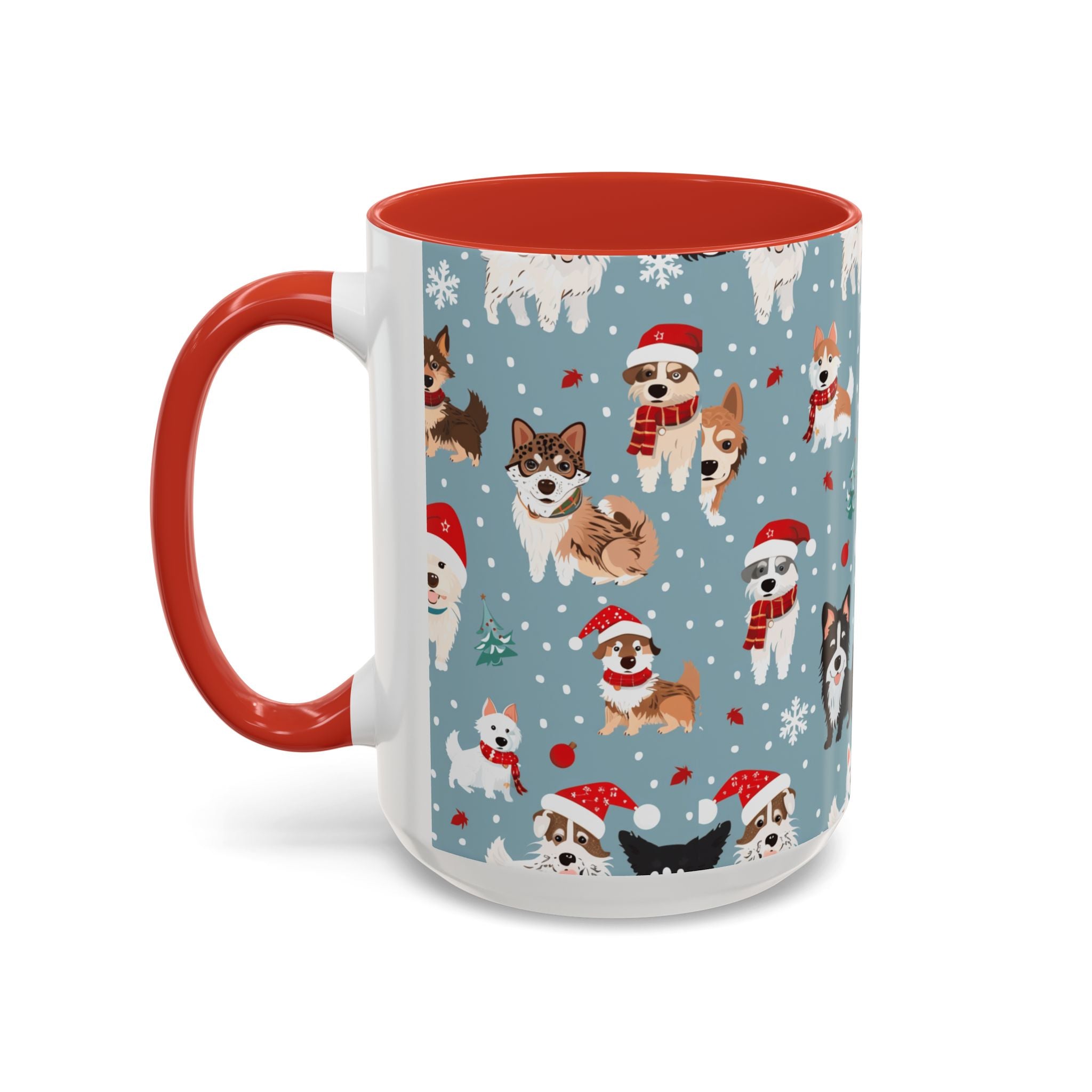 Corgi Holiday Coffee Mug – Cute Santa Dog Pattern Accent Mug (11/15oz)