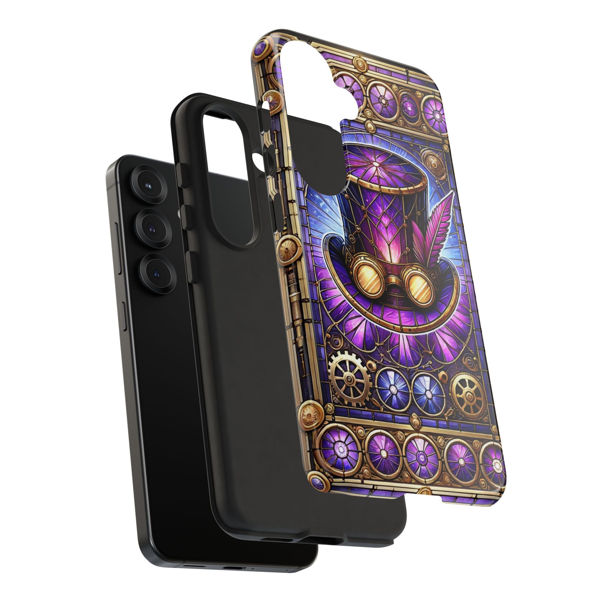 Stained Glass Steampunk Android Phone Case – 3D Full-Wrap Protective Cover with TPU Liner