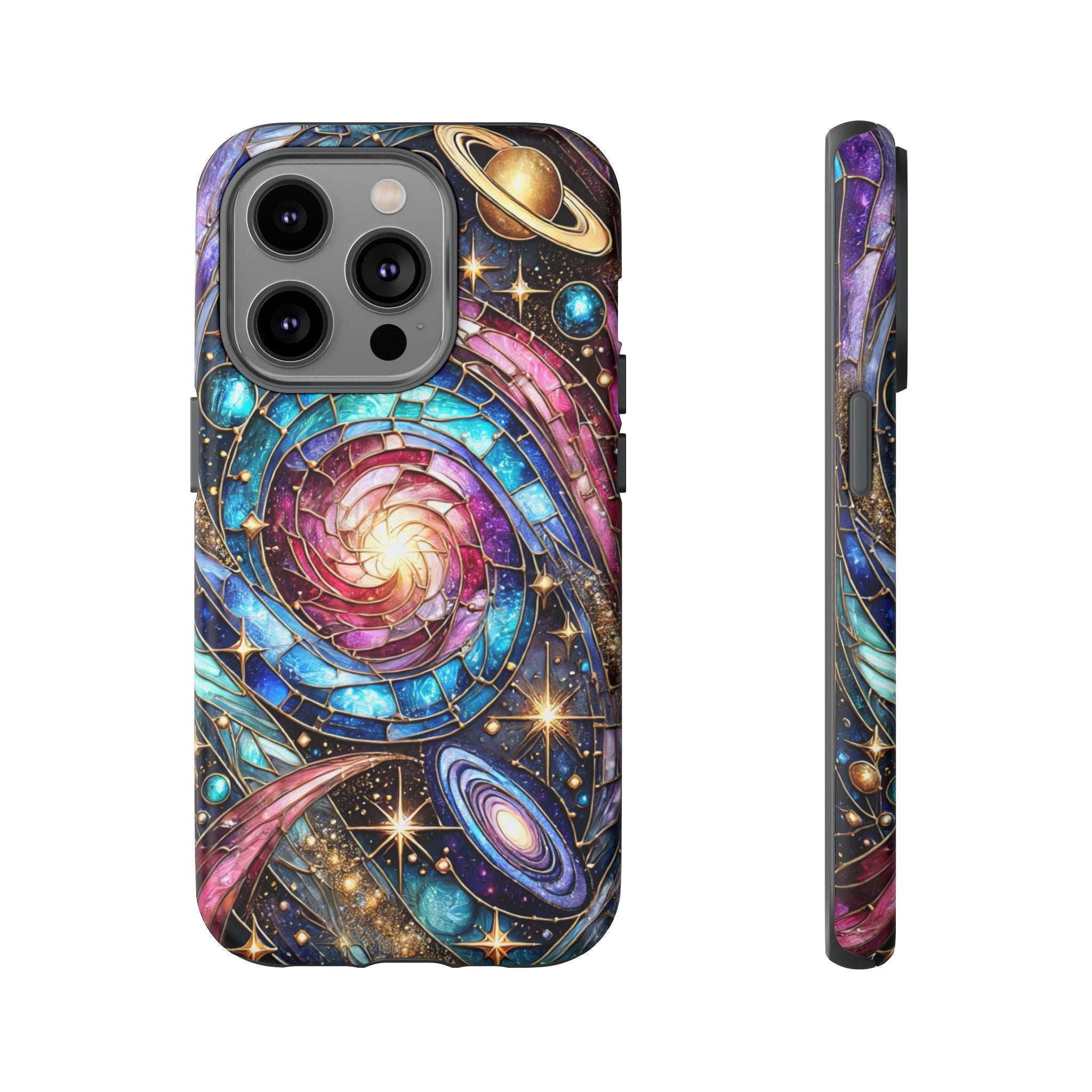 Stained Glass Celestial iPhone Case – Galaxy 3D Full-Wrap Protective Phone Cover