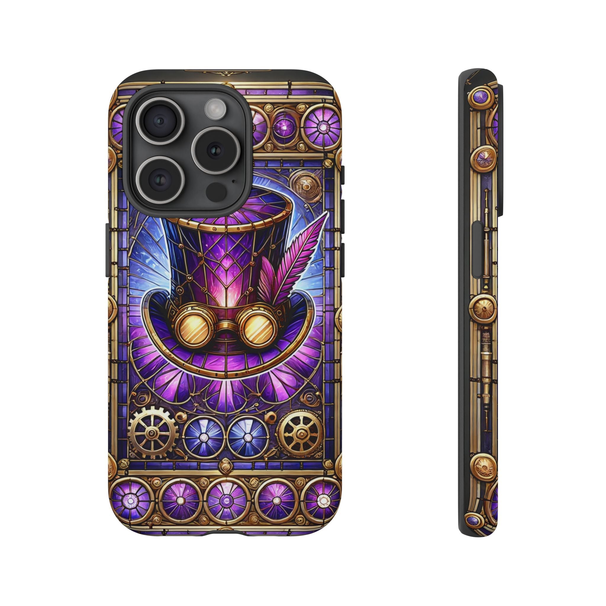 Stained Glass Steampunk iPhone Case – 3D Full-Wrap Protective Phone Cover With TPU Liner