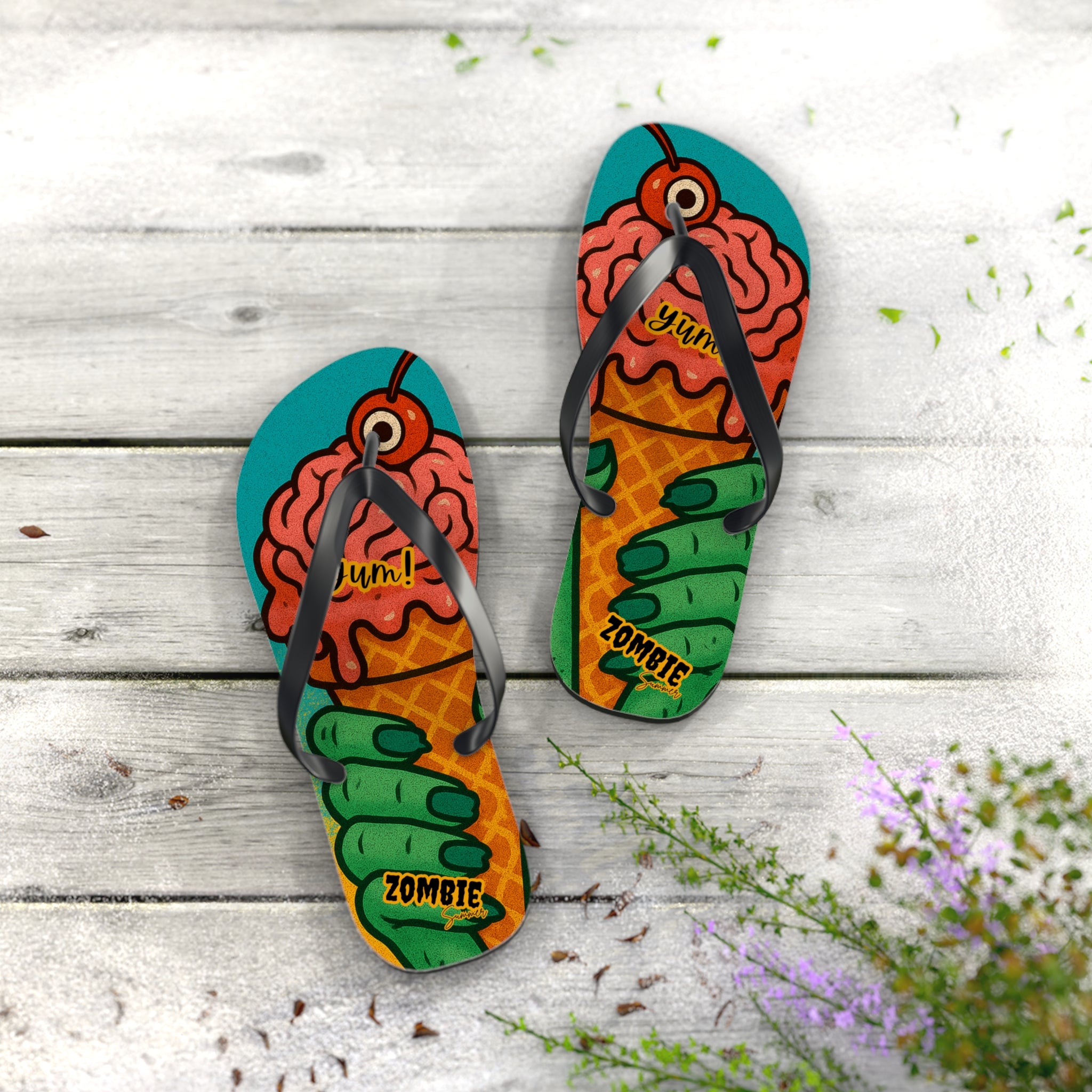 Zombie Ice Cream Flip Flops - Fun Summerween Footwear