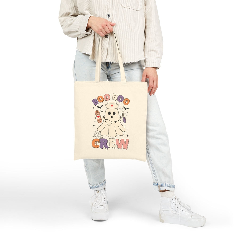 Boo-boo Crew Canvas Nurse Tote Bag - Spooky Season Medical Student Gift, Halloween Trick or Treat Bag, Healthcare Worker Reusable Laptop Bag