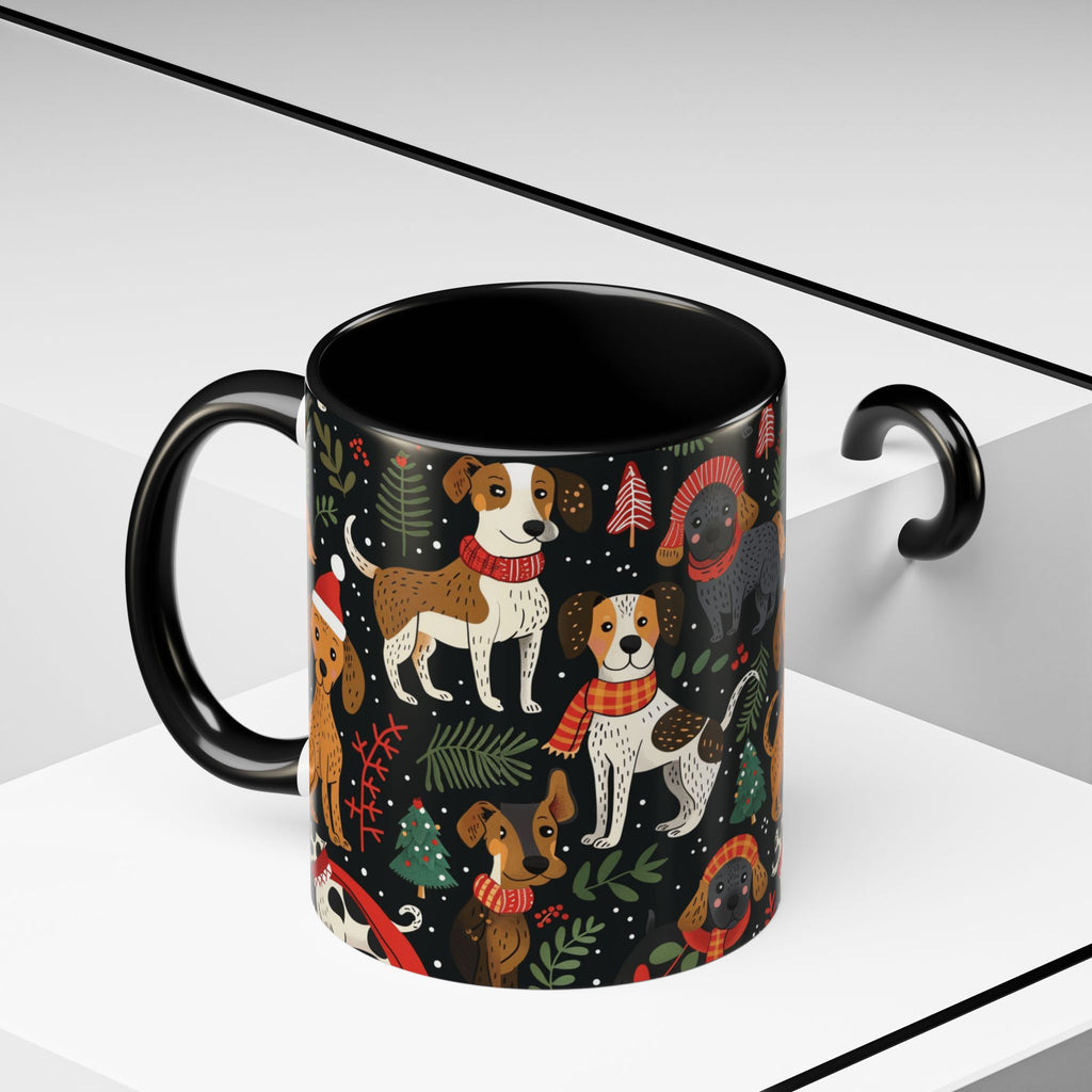 Holiday Dogs Coffee Mug — Festive Dachshund & Beagle Pattern (11/15oz)