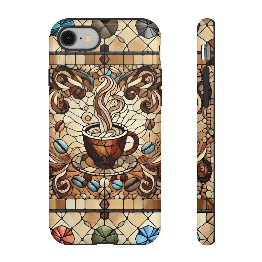 Stained Glass Coffee iPhone Case – Shockproof TPU, 3D Wrap Design