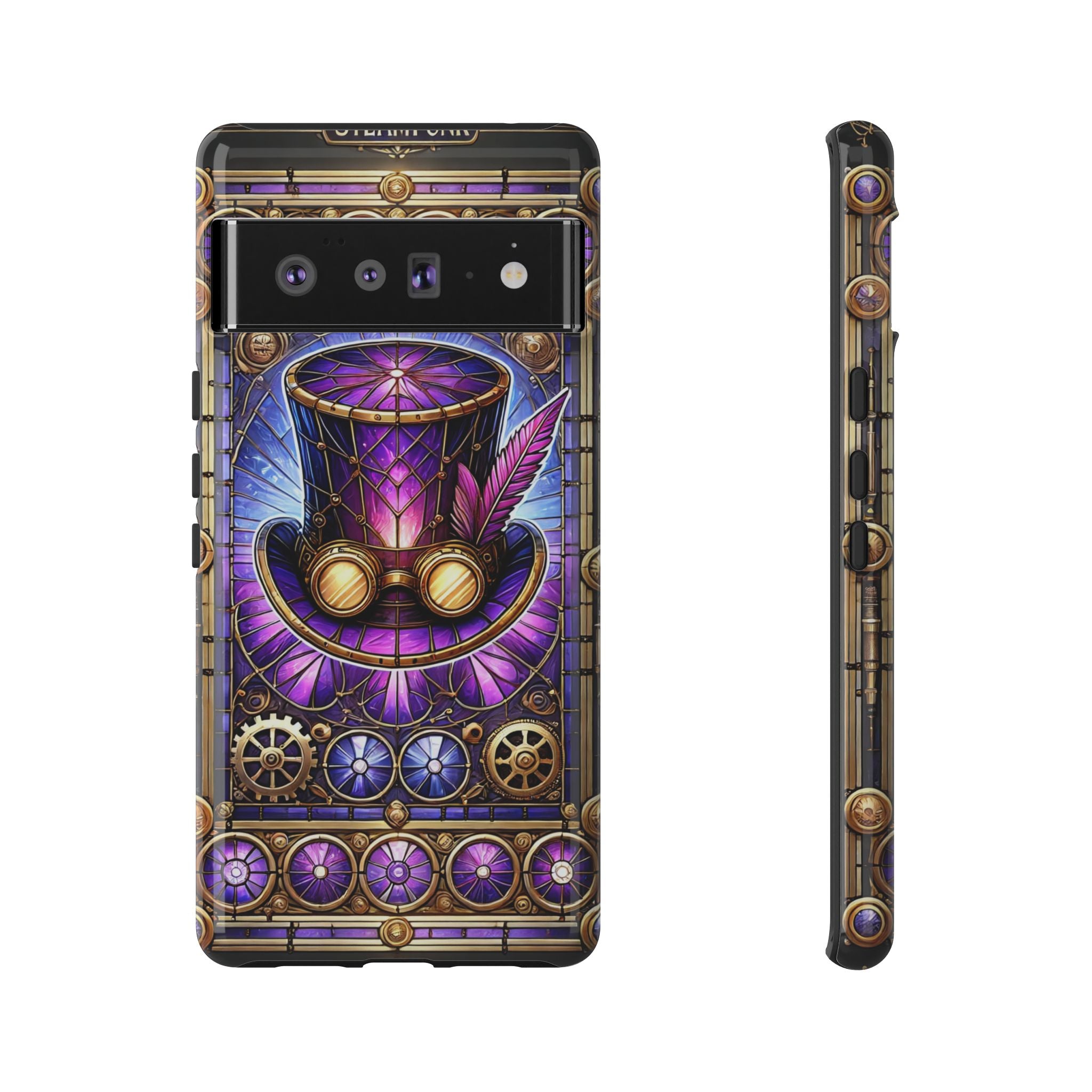 Stained Glass Steampunk Android Phone Case – 3D Full-Wrap Protective Cover with TPU Liner