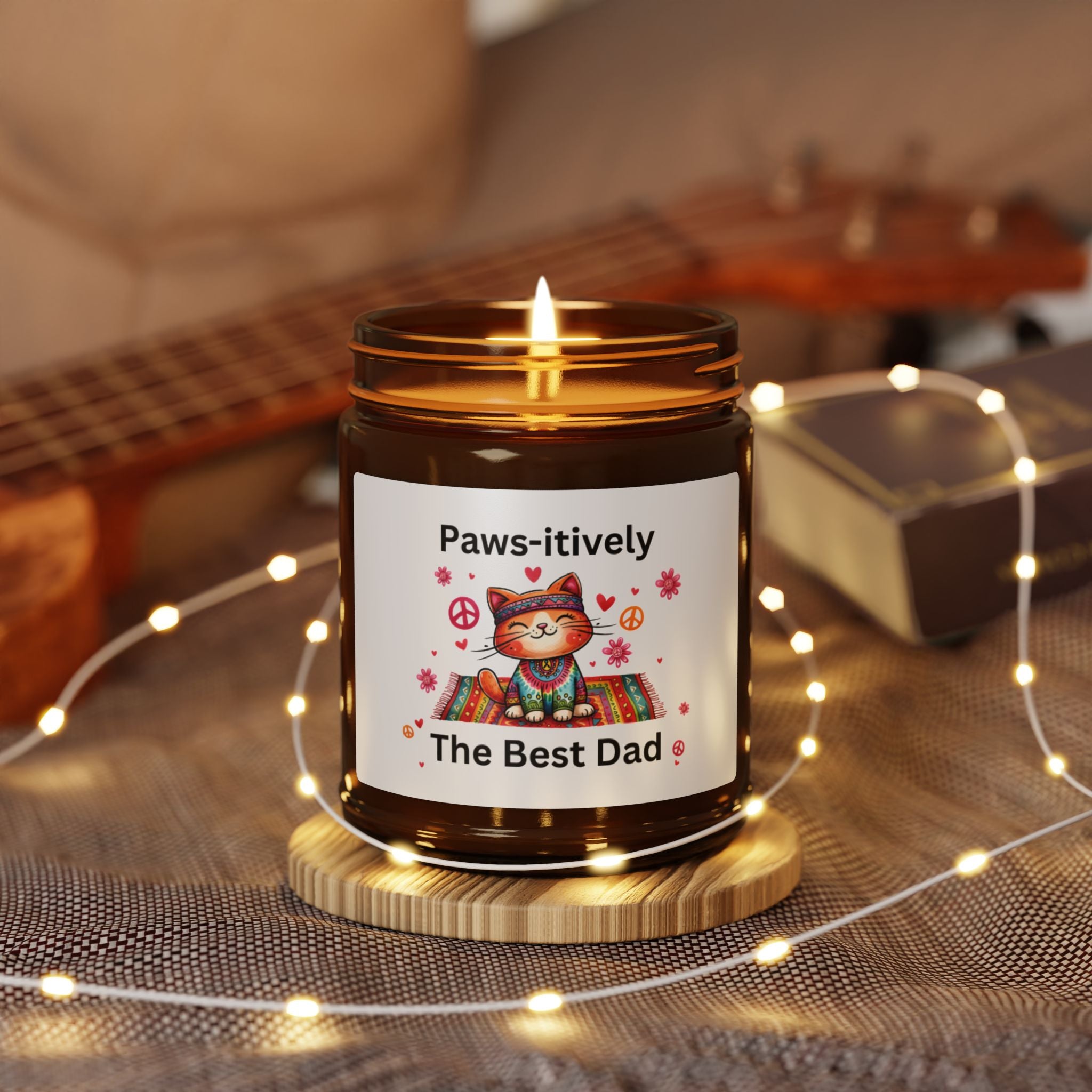 Paws-itively The Best Dad Scented Soy Candle, Cat Dad Gift