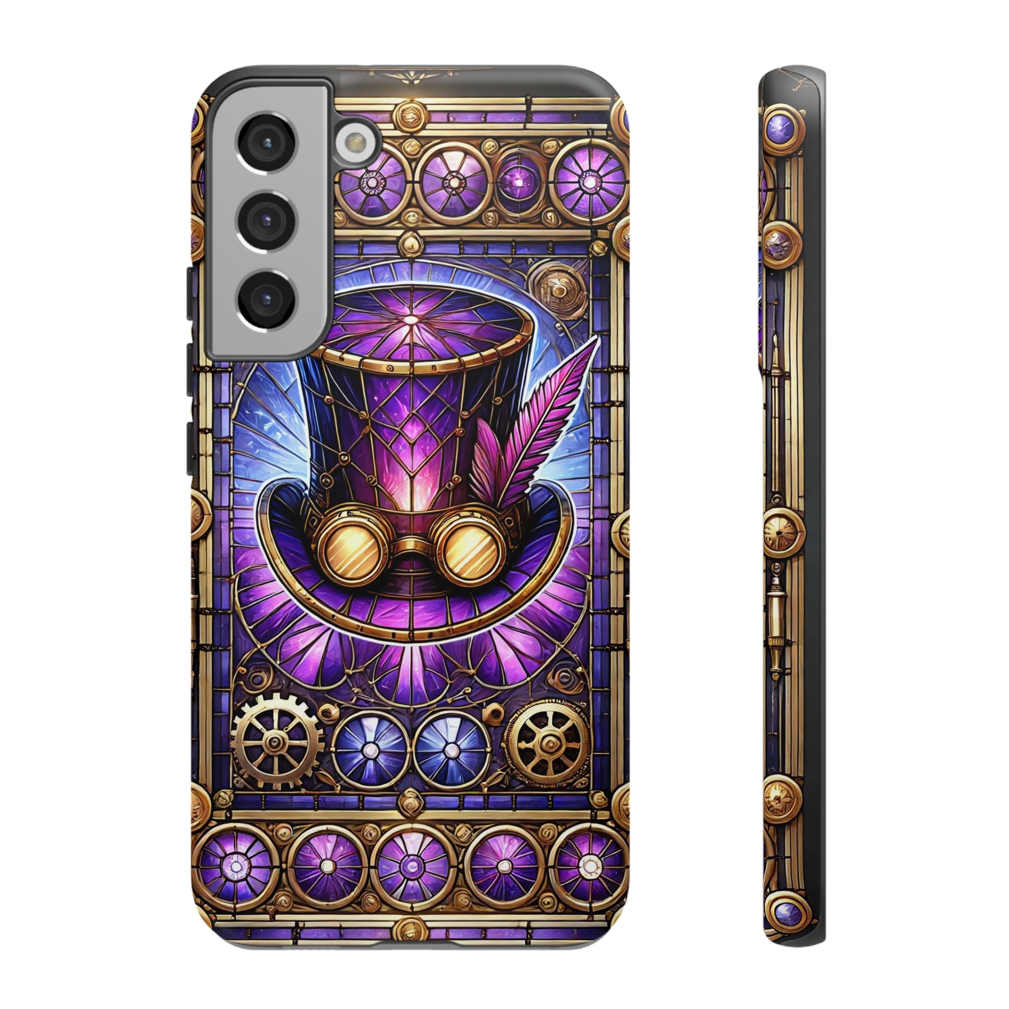 Stained Glass Steampunk Android Phone Case – 3D Full-Wrap Protective Cover with TPU Liner