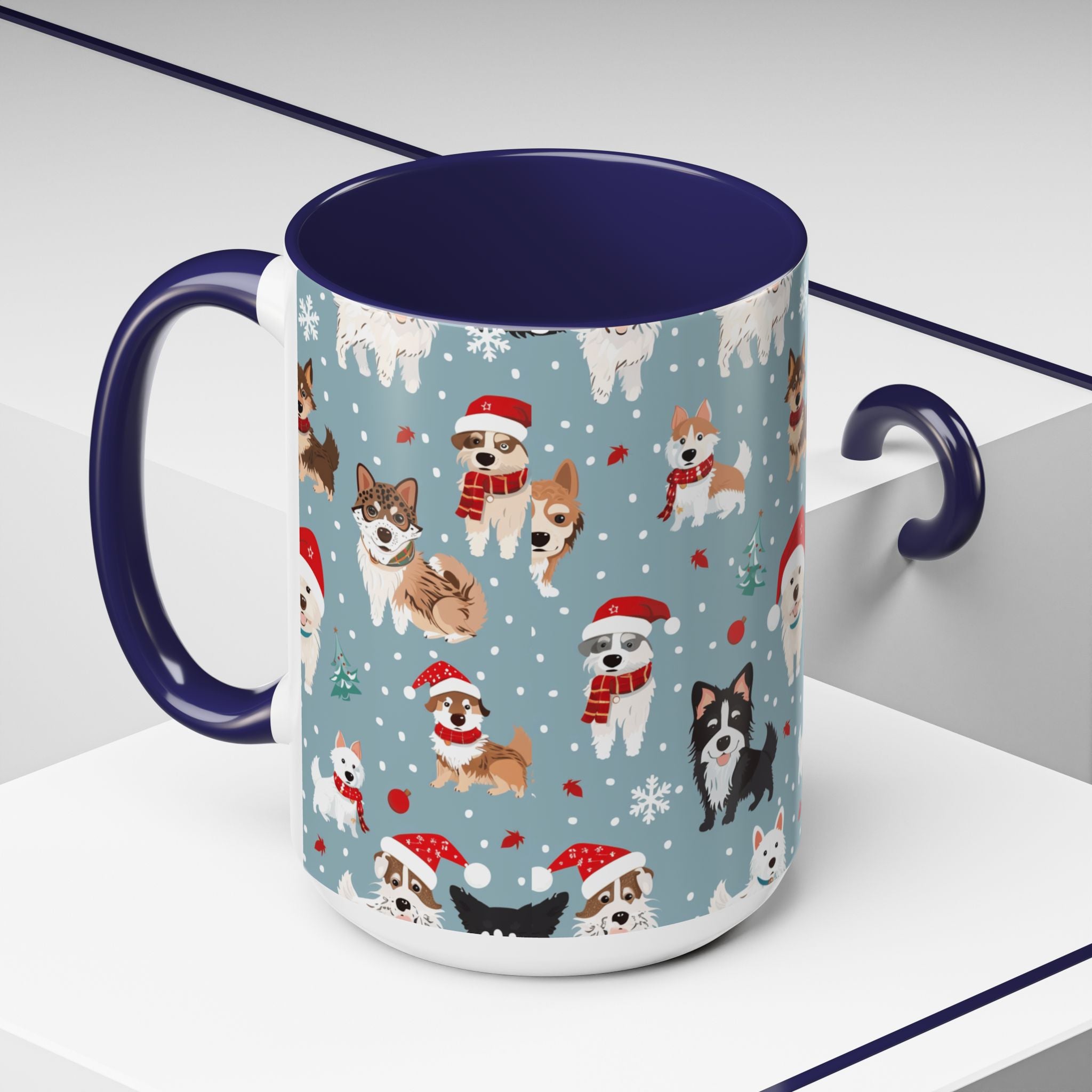 Corgi Holiday Coffee Mug – Cute Santa Dog Pattern Accent Mug (11/15oz)