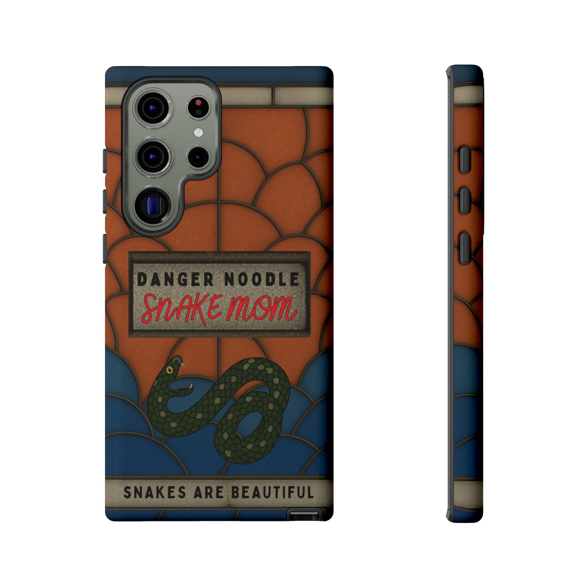 Danger Noodle Snake Mom Phone Case | Snakes Are Beautiful |Stained Glass Snake Art | Funny Snake Lover Gift |  Reptile Mom Phone Cover