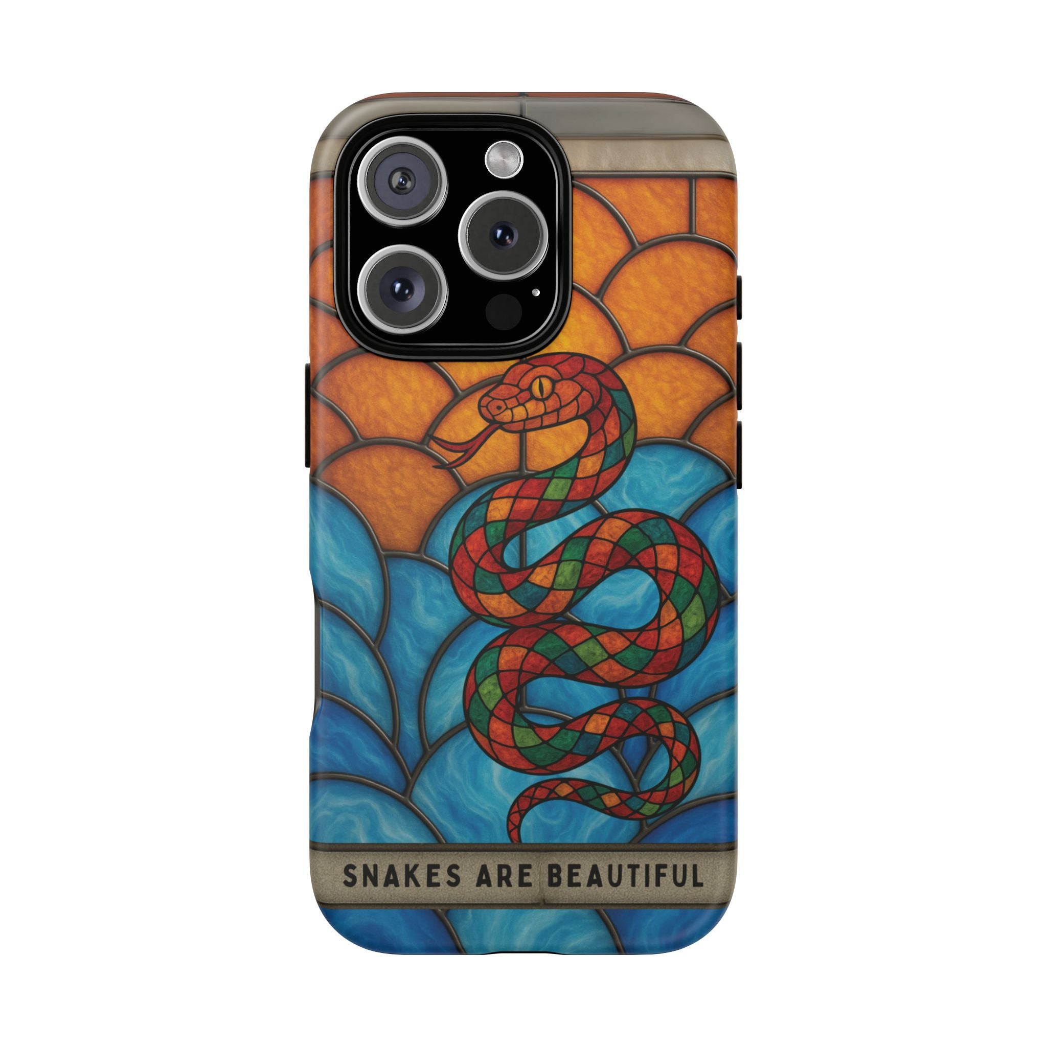 Snakes Are Beautiful Stained Glass Phone Case, Colorful Reptile Design Phone Cover, Nature Lovers Reptile Phone Case, Danger Noodle Case