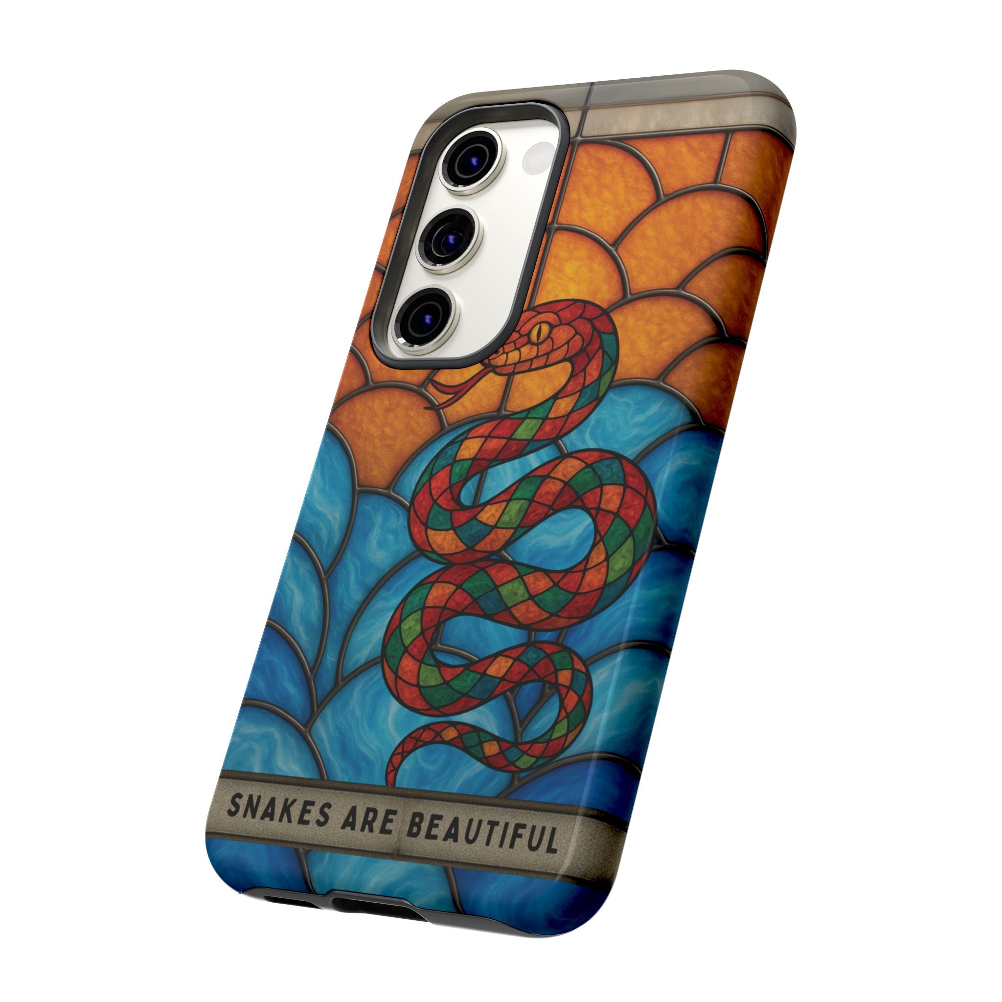 Snakes Are Beautiful Stained Glass Phone Case, Colorful Reptile Design Phone Cover, Nature Lovers Reptile Phone Case, Danger Noodle Case