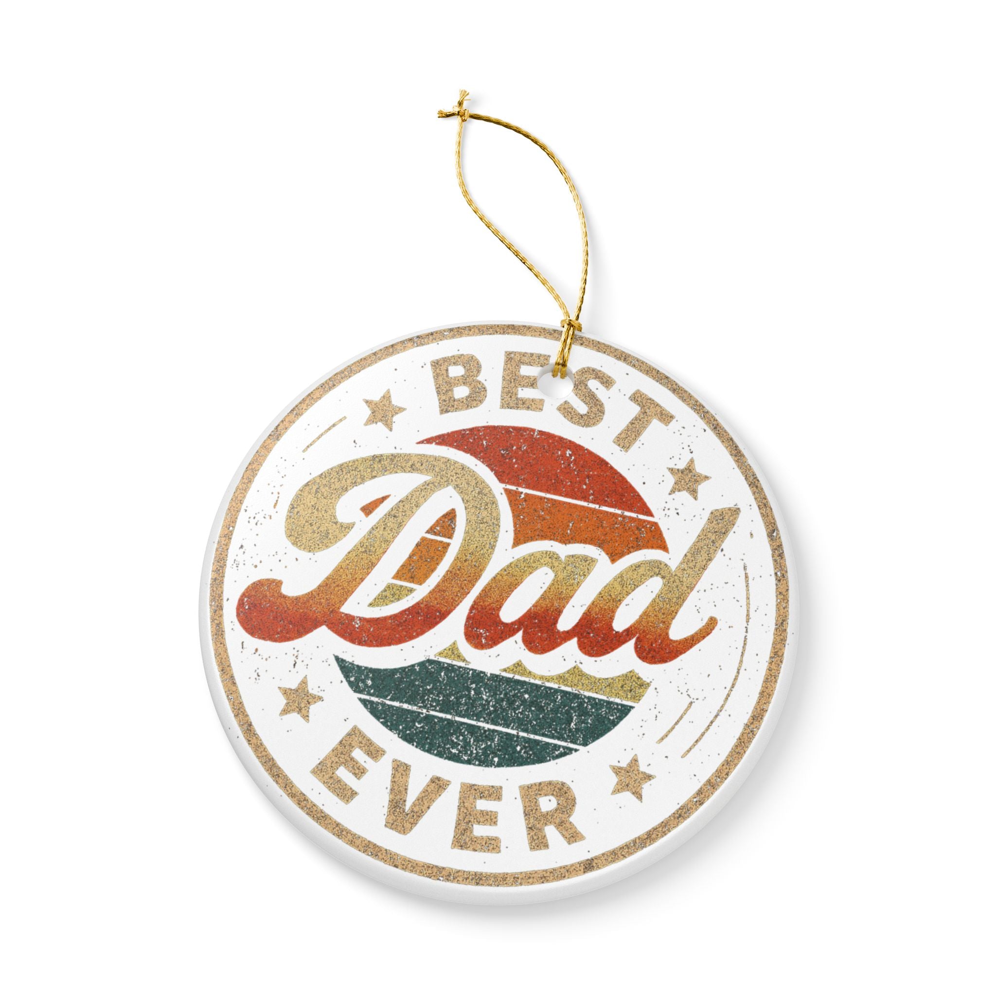 Best Dad Ever Ceramic Holiday Decoration Ornament, Hanging Christmas Tree Ornament