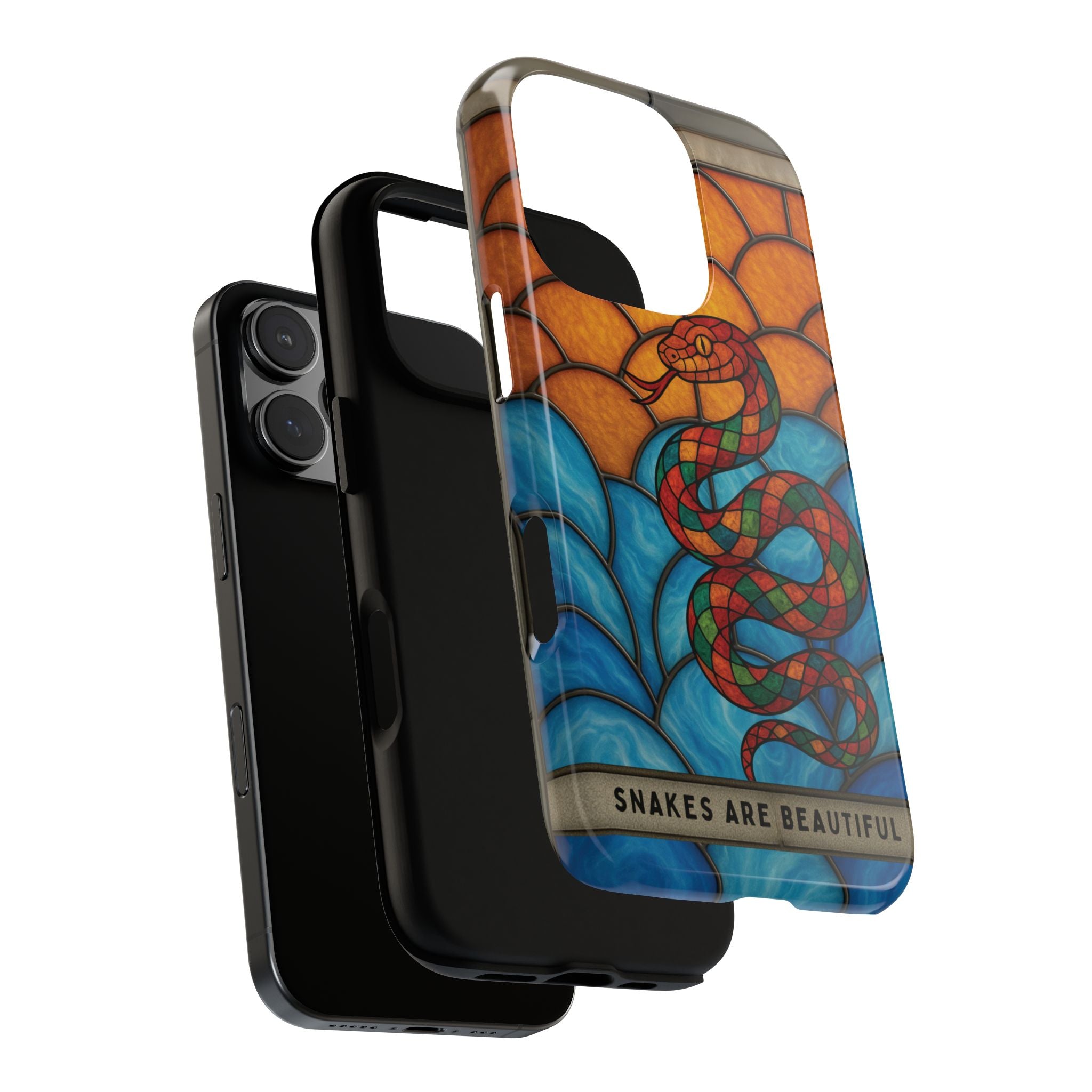 Snakes Are Beautiful Stained Glass Phone Case, Colorful Reptile Design Phone Cover, Nature Lovers Reptile Phone Case, Danger Noodle Case
