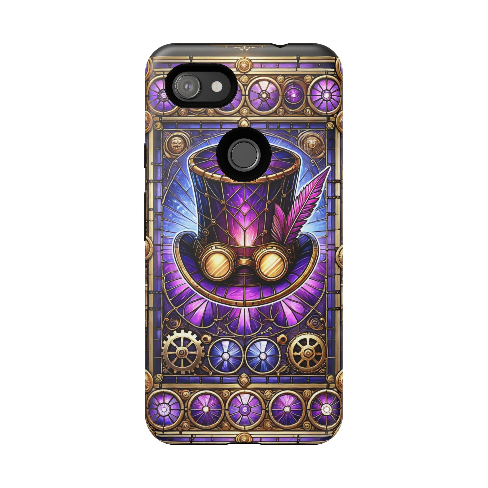 Stained Glass Steampunk Android Phone Case – 3D Full-Wrap Protective Cover with TPU Liner