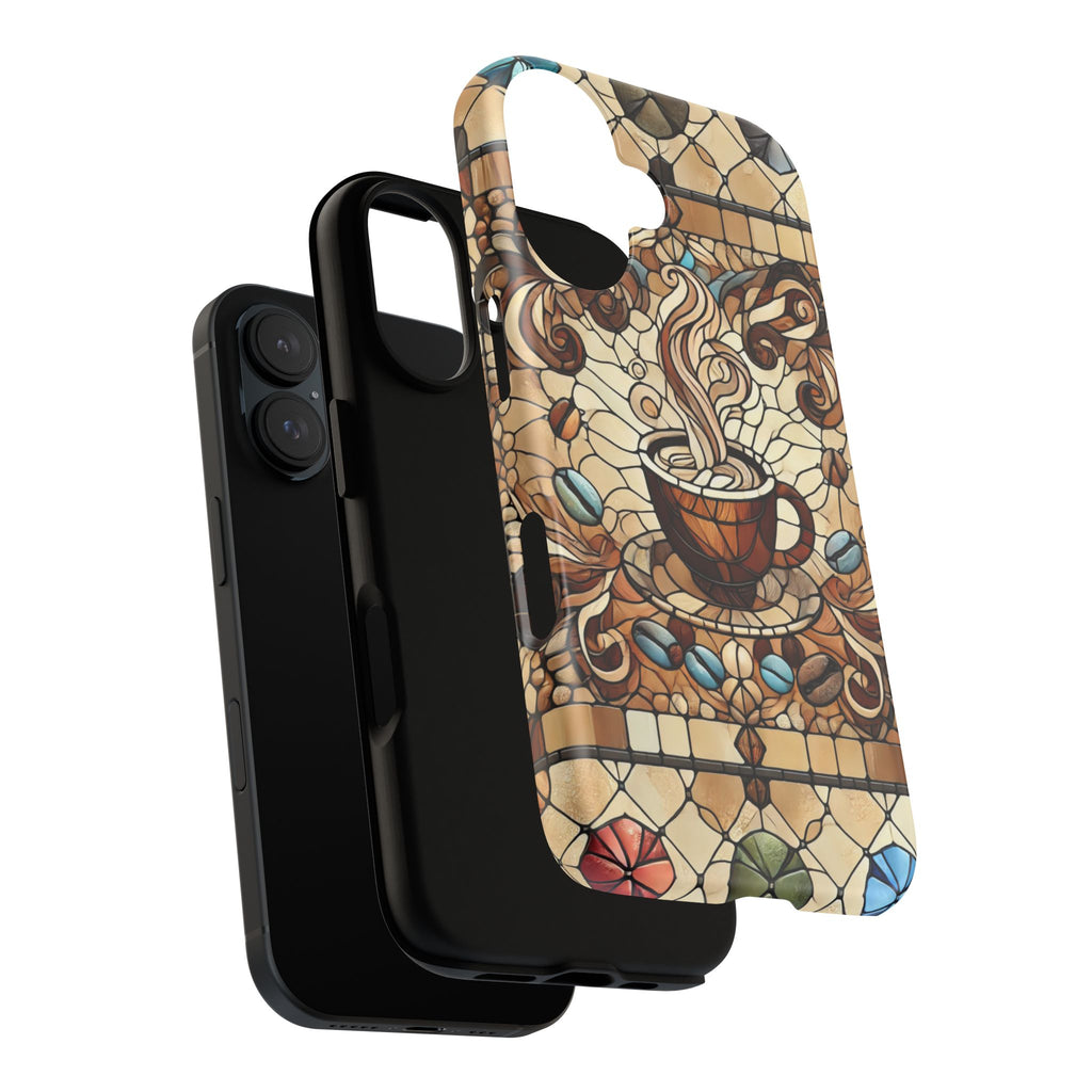 Stained Glass Coffee iPhone Case – Shockproof TPU, 3D Wrap Design