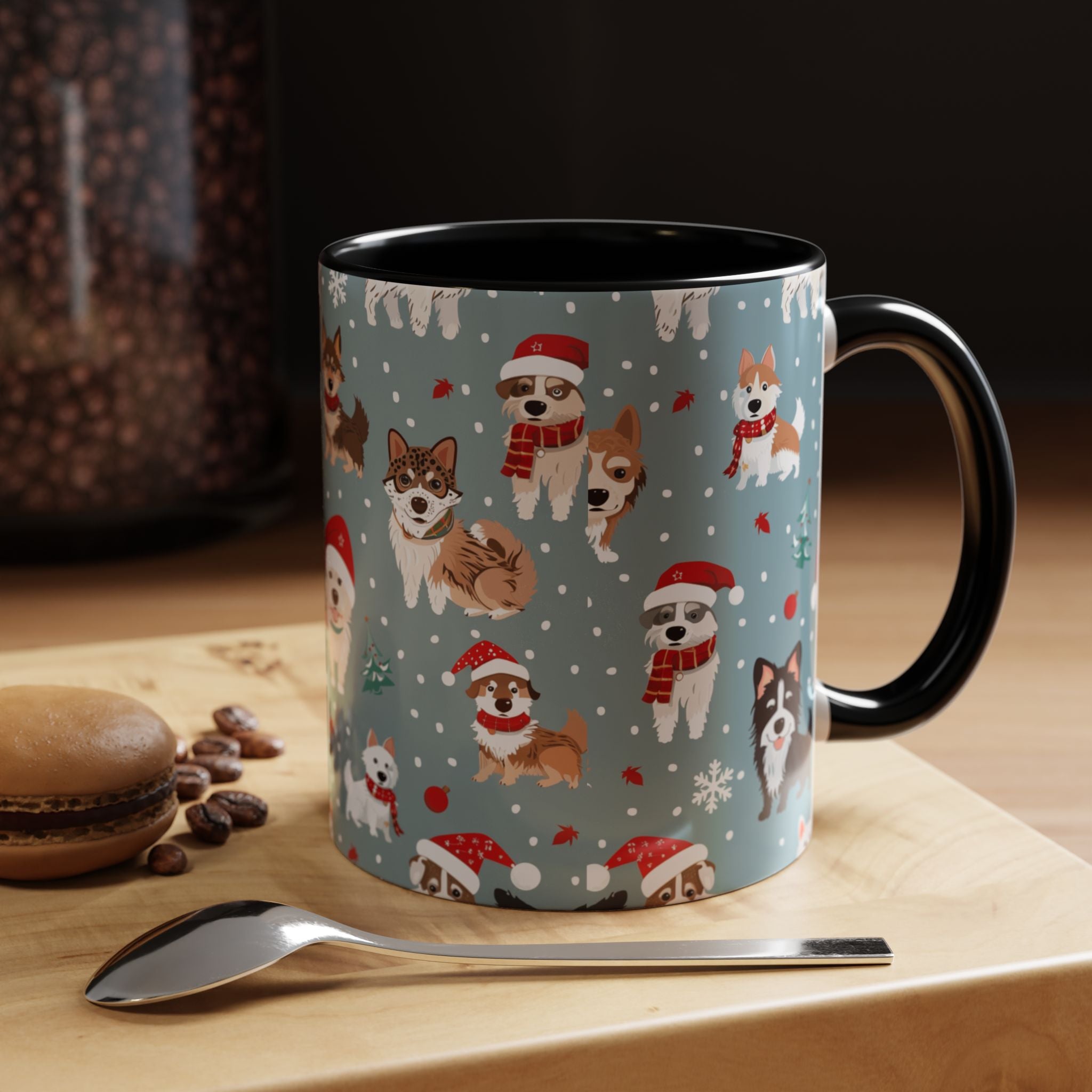 Corgi Holiday Coffee Mug – Cute Santa Dog Pattern Accent Mug (11/15oz)