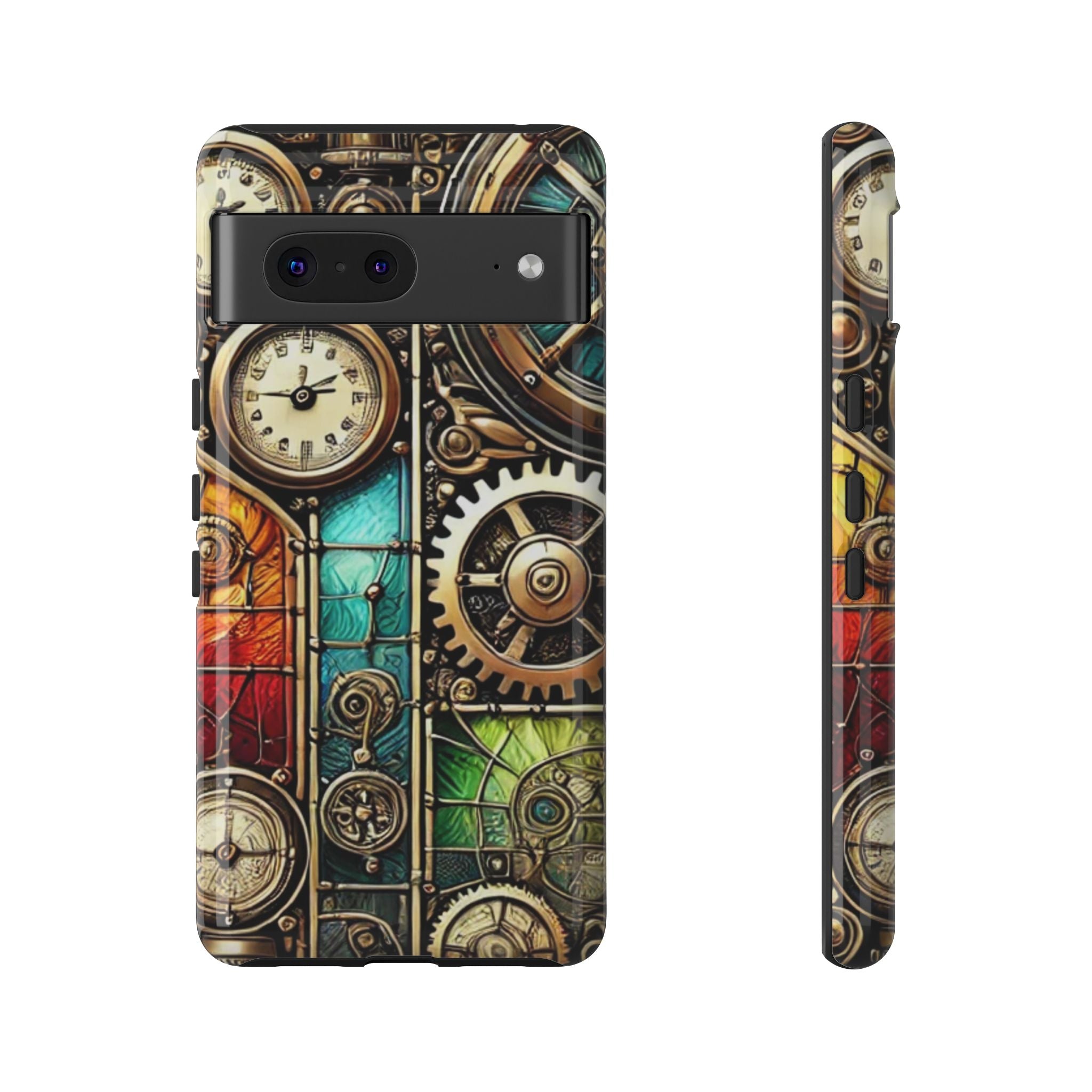 Steampunk Faux Stained Glass Android Phone Case – 3D Full-Wrap Protective Cover with TPU Liner