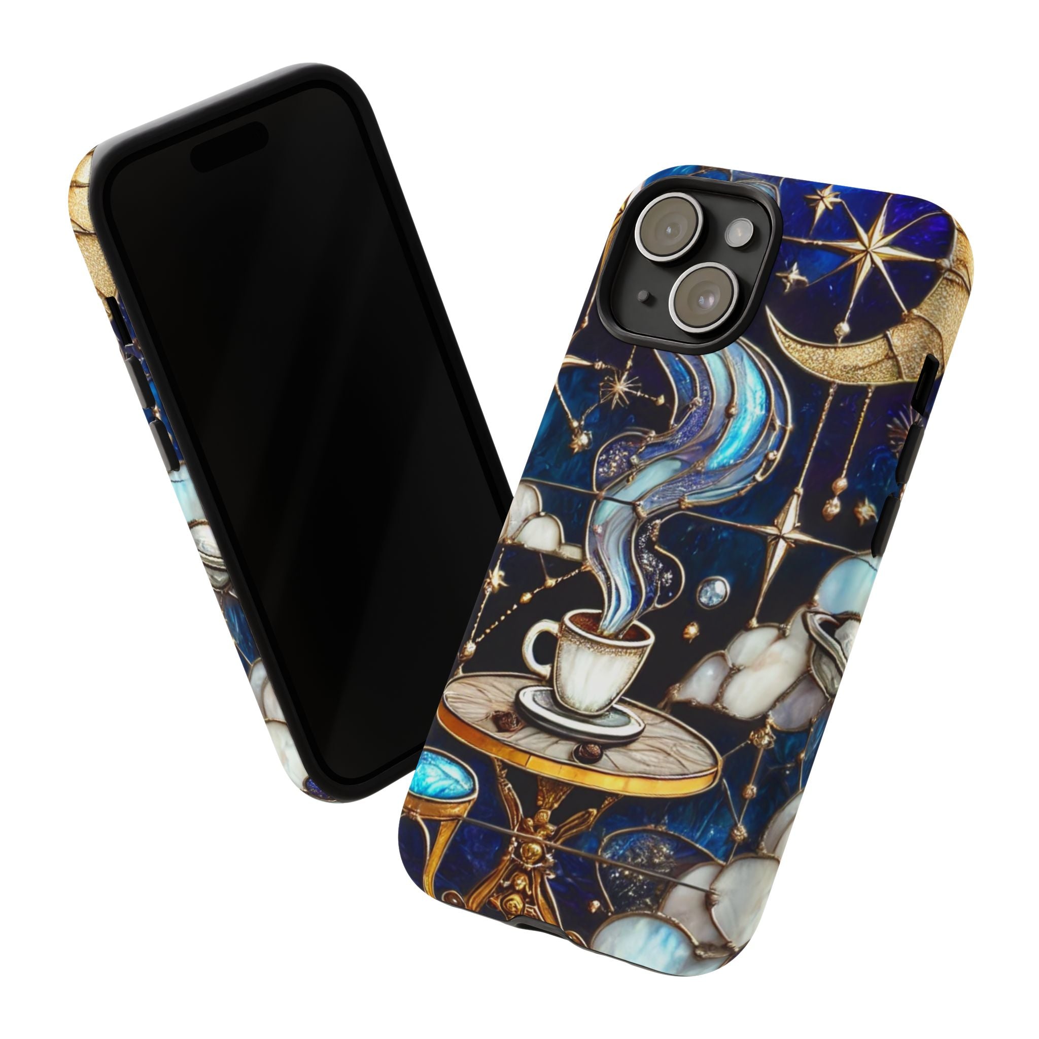 Celestial Stained Glass Coffee iPhone Case – Shockproof 3D Wrap