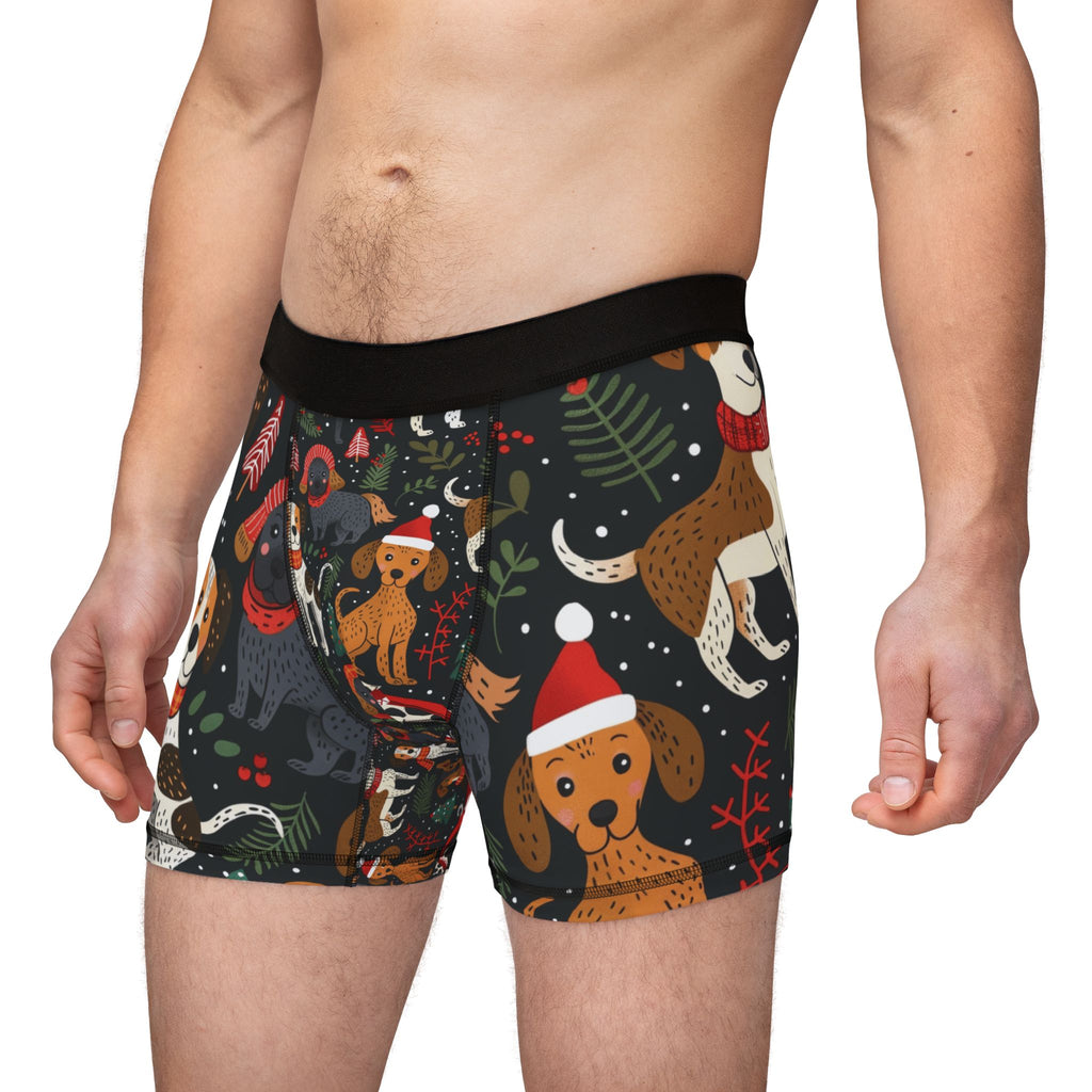 Christmas Dogs Boxer Briefs — Festive Dog Pattern Men’s Boxers