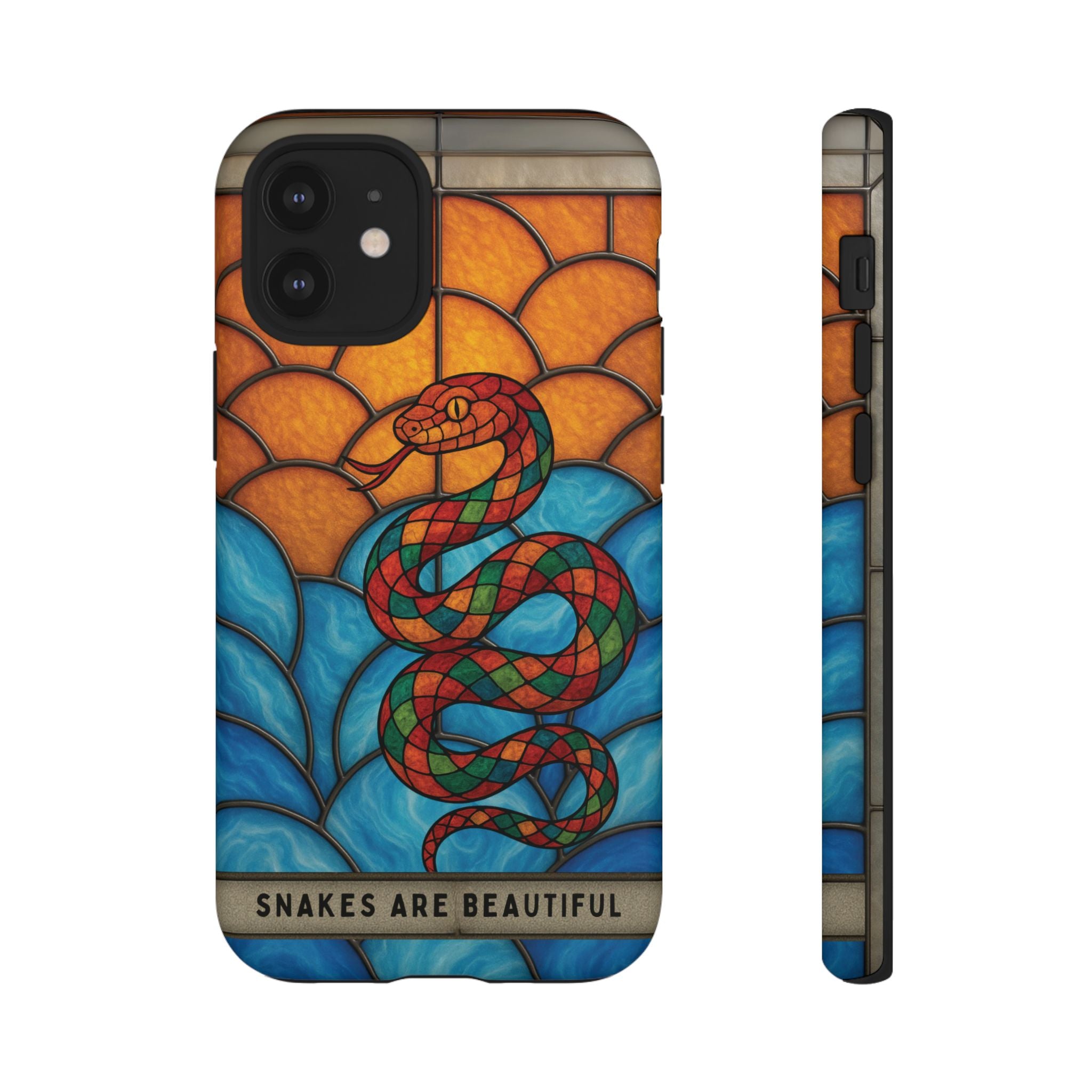 Snakes Are Beautiful Stained Glass Phone Case, Colorful Reptile Design Phone Cover, Nature Lovers Reptile Phone Case, Danger Noodle Case