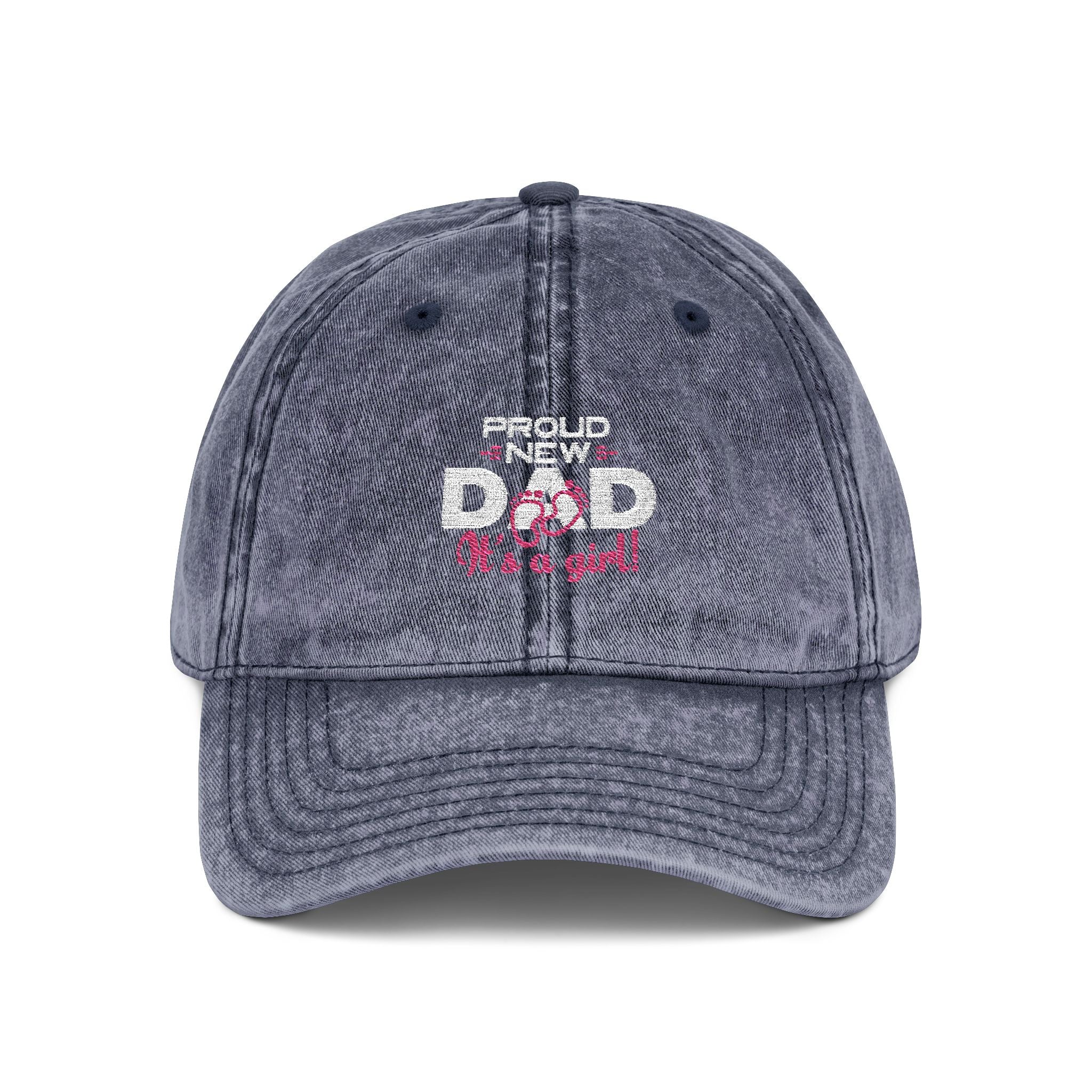 Vintage Embroidered Dad Cap — "Proud New Dad" Washed Baseball Hat