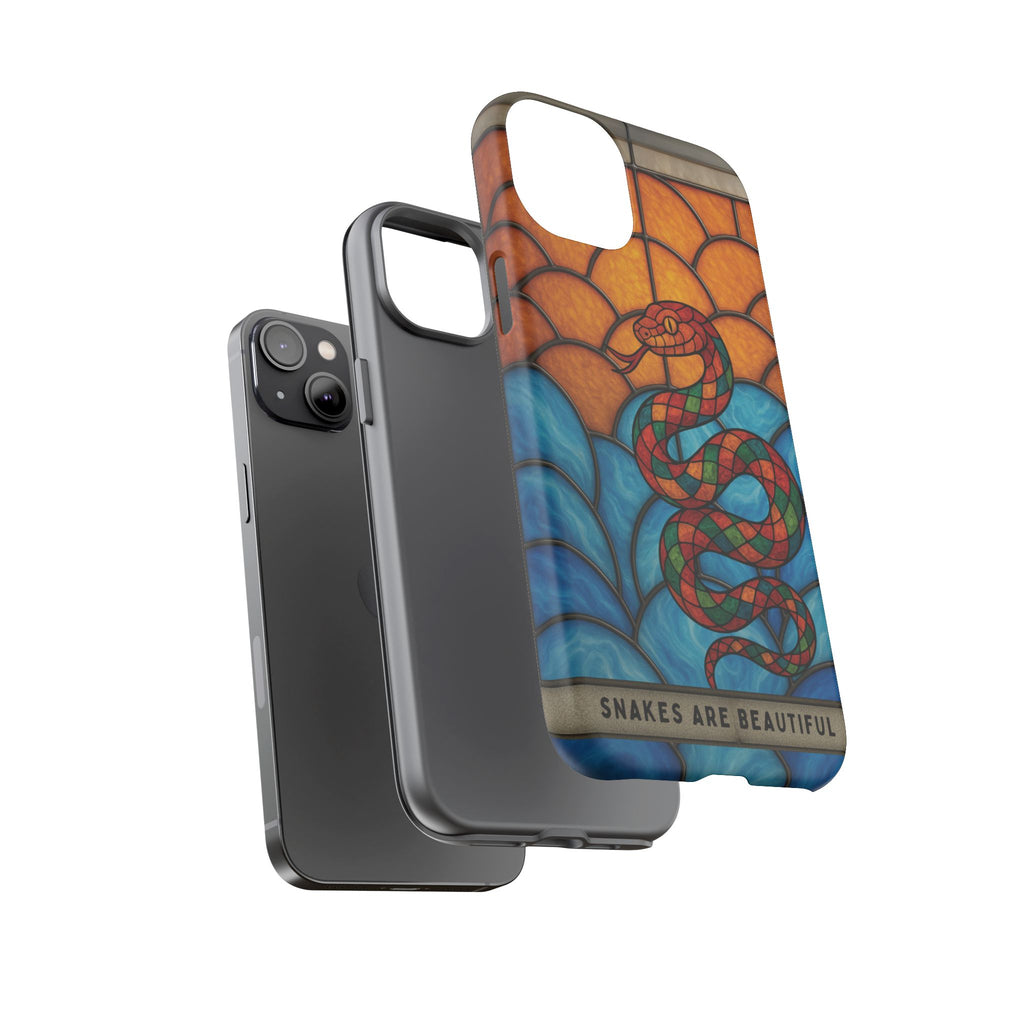 Snakes Are Beautiful Stained Glass Phone Case, Colorful Reptile Design Phone Cover, Nature Lovers Reptile Phone Case, Danger Noodle Case