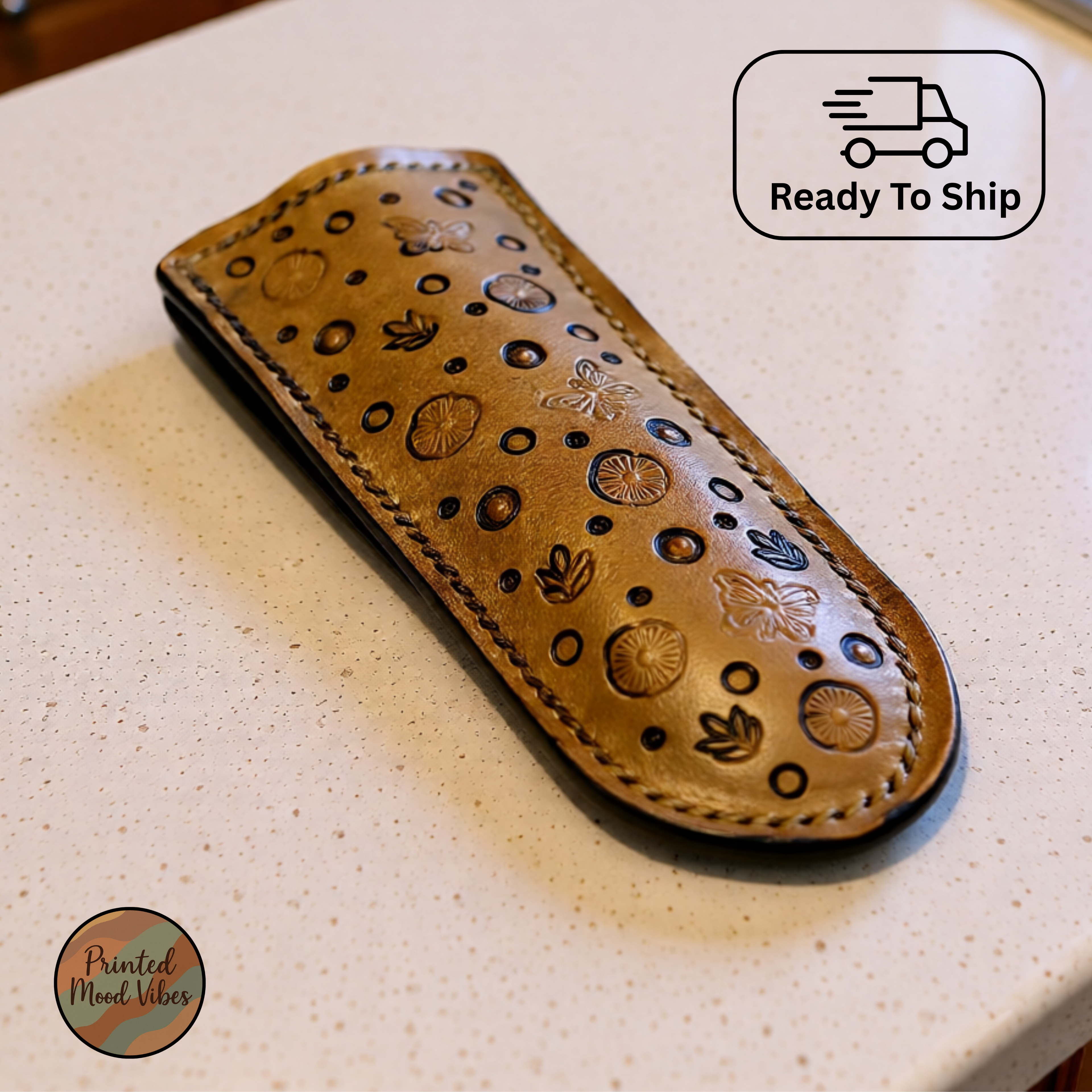 Handmade Leather Skillet Handle Cover: Rustic Cast Iron Pan Grip