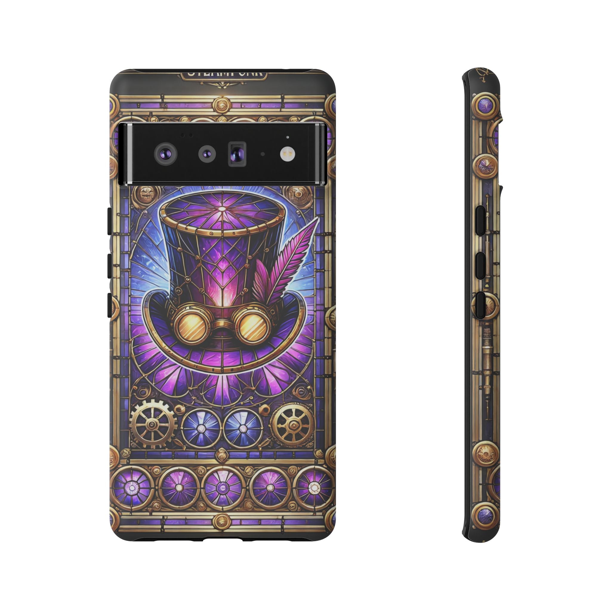 Stained Glass Steampunk Android Phone Case – 3D Full-Wrap Protective Cover with TPU Liner