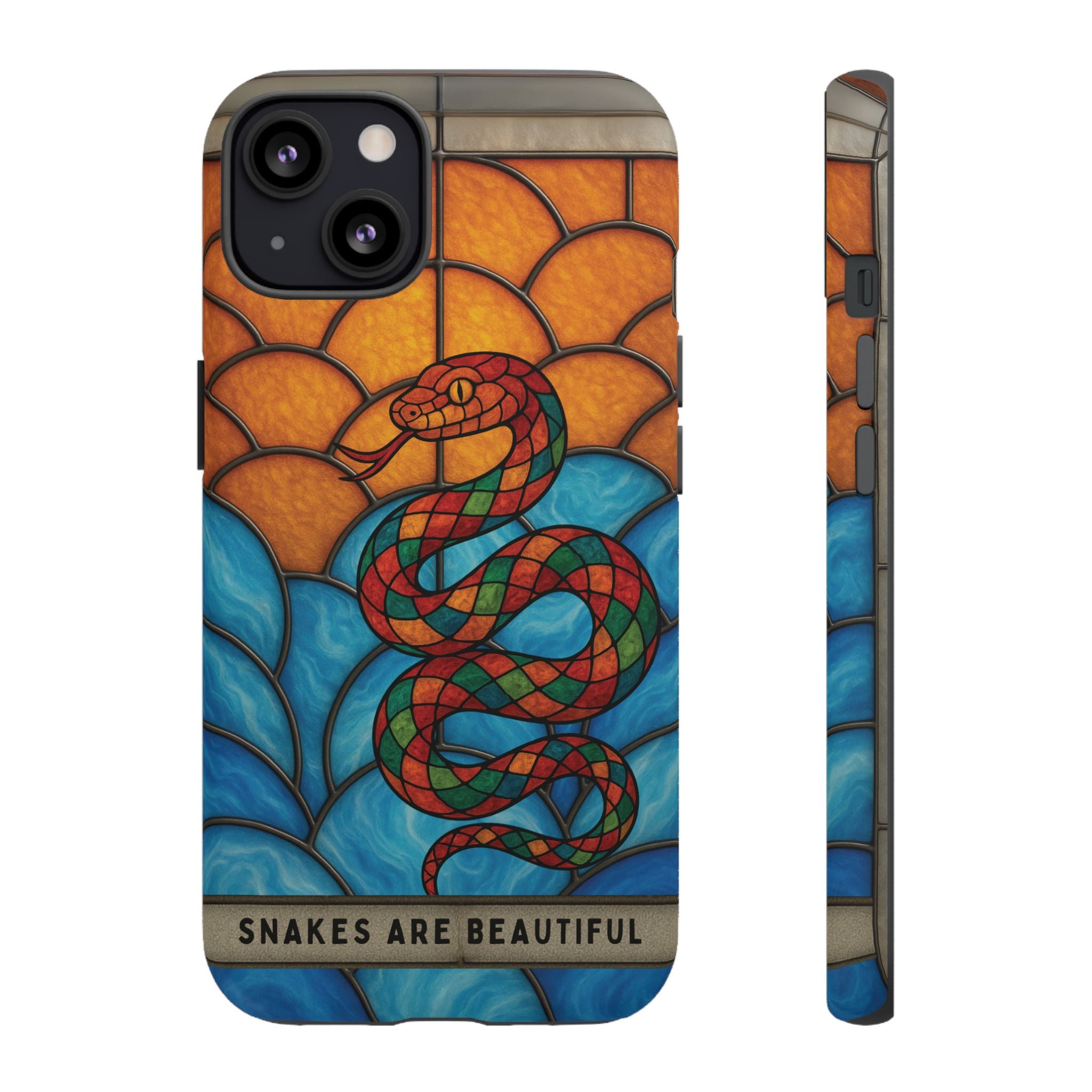 Snakes Are Beautiful Stained Glass Phone Case, Colorful Reptile Design Phone Cover, Nature Lovers Reptile Phone Case, Danger Noodle Case
