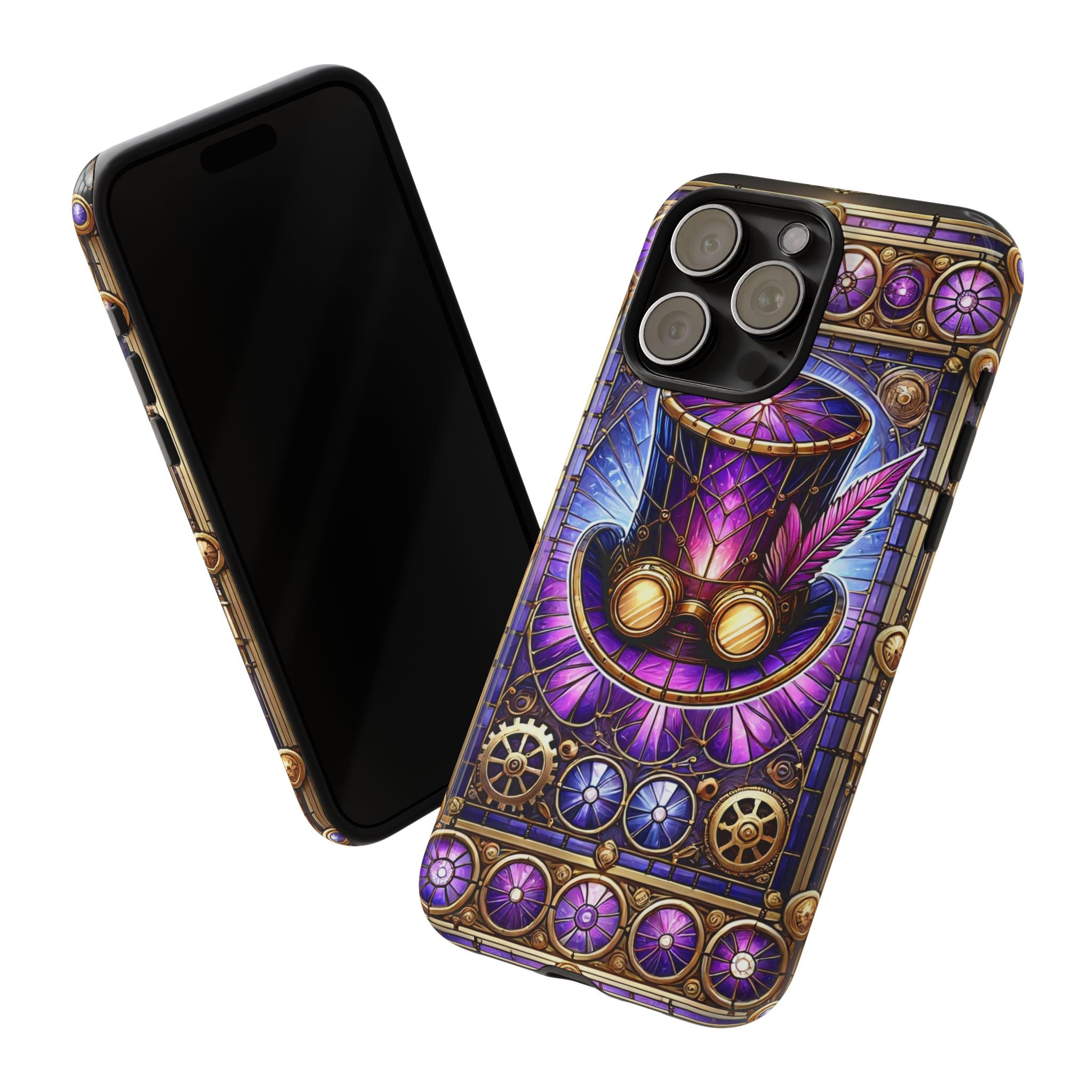 Stained Glass Steampunk iPhone Case – 3D Full-Wrap Protective Phone Cover With TPU Liner