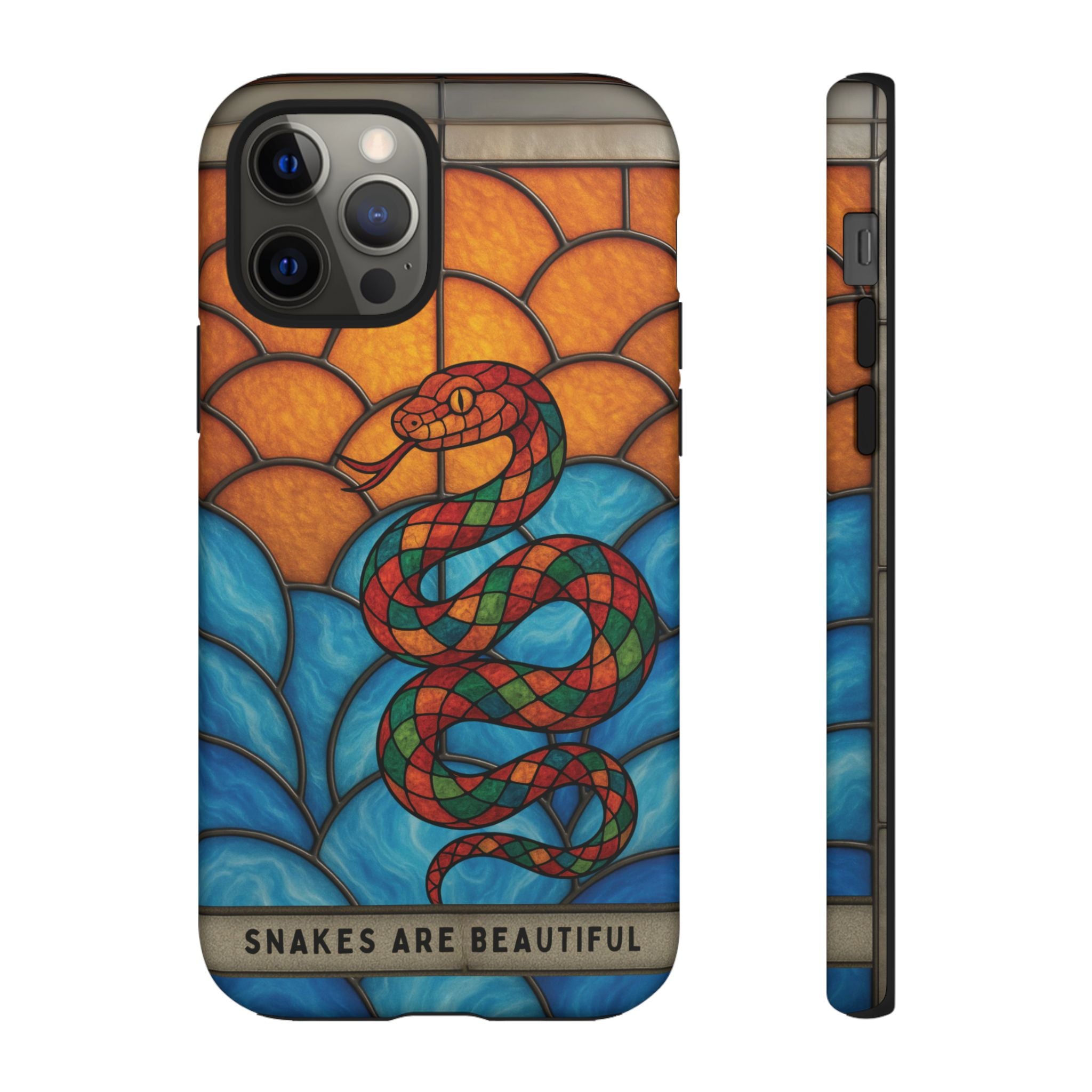 Snakes Are Beautiful Stained Glass Phone Case, Colorful Reptile Design Phone Cover, Nature Lovers Reptile Phone Case, Danger Noodle Case
