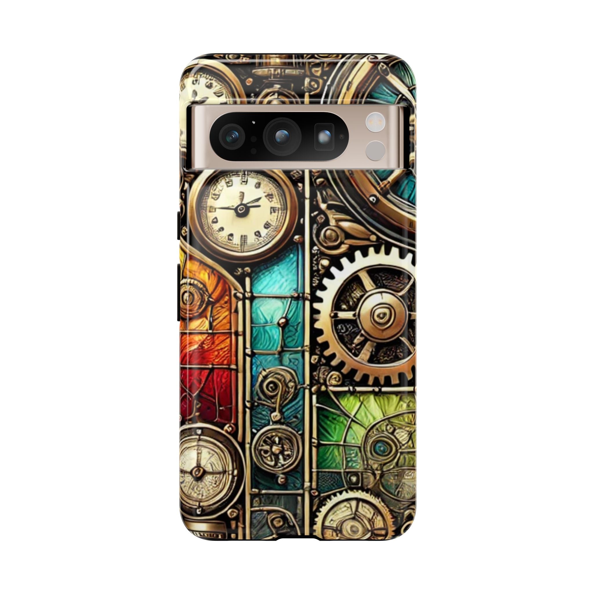Steampunk Faux Stained Glass Android Phone Case – 3D Full-Wrap Protective Cover with TPU Liner