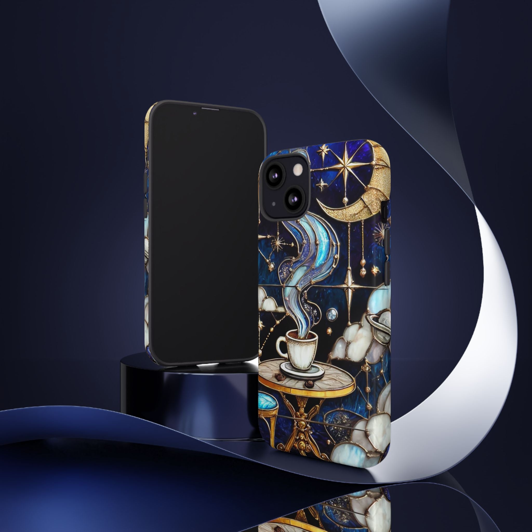 Celestial Stained Glass Coffee iPhone Case – Shockproof 3D Wrap