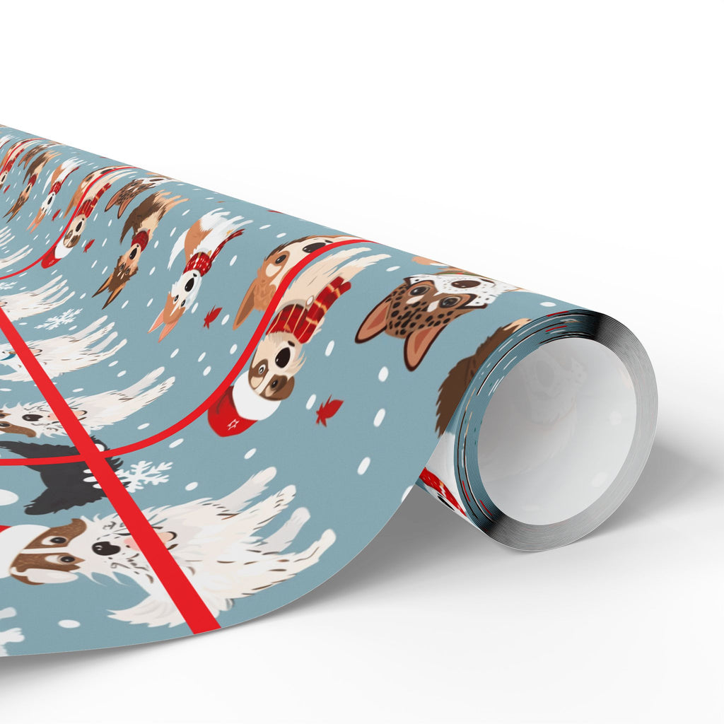 Dog Pattern Wrapping Paper Roll – Festive Puppies Holiday Gift Wrap