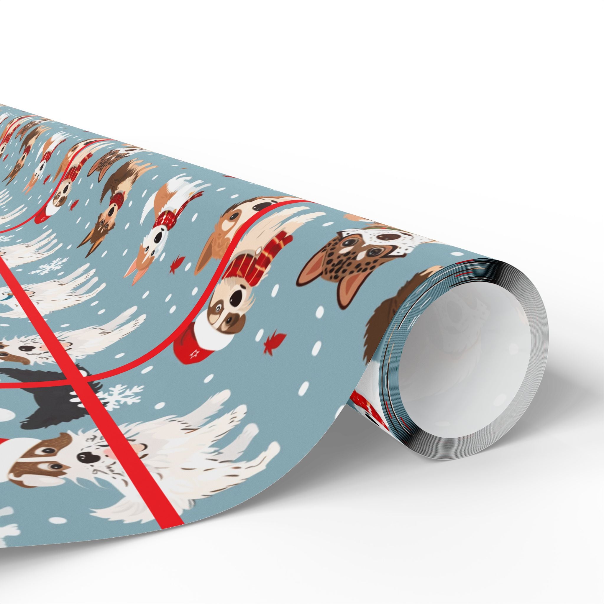 Dog Pattern Wrapping Paper Roll – Festive Puppies Holiday Gift Wrap
