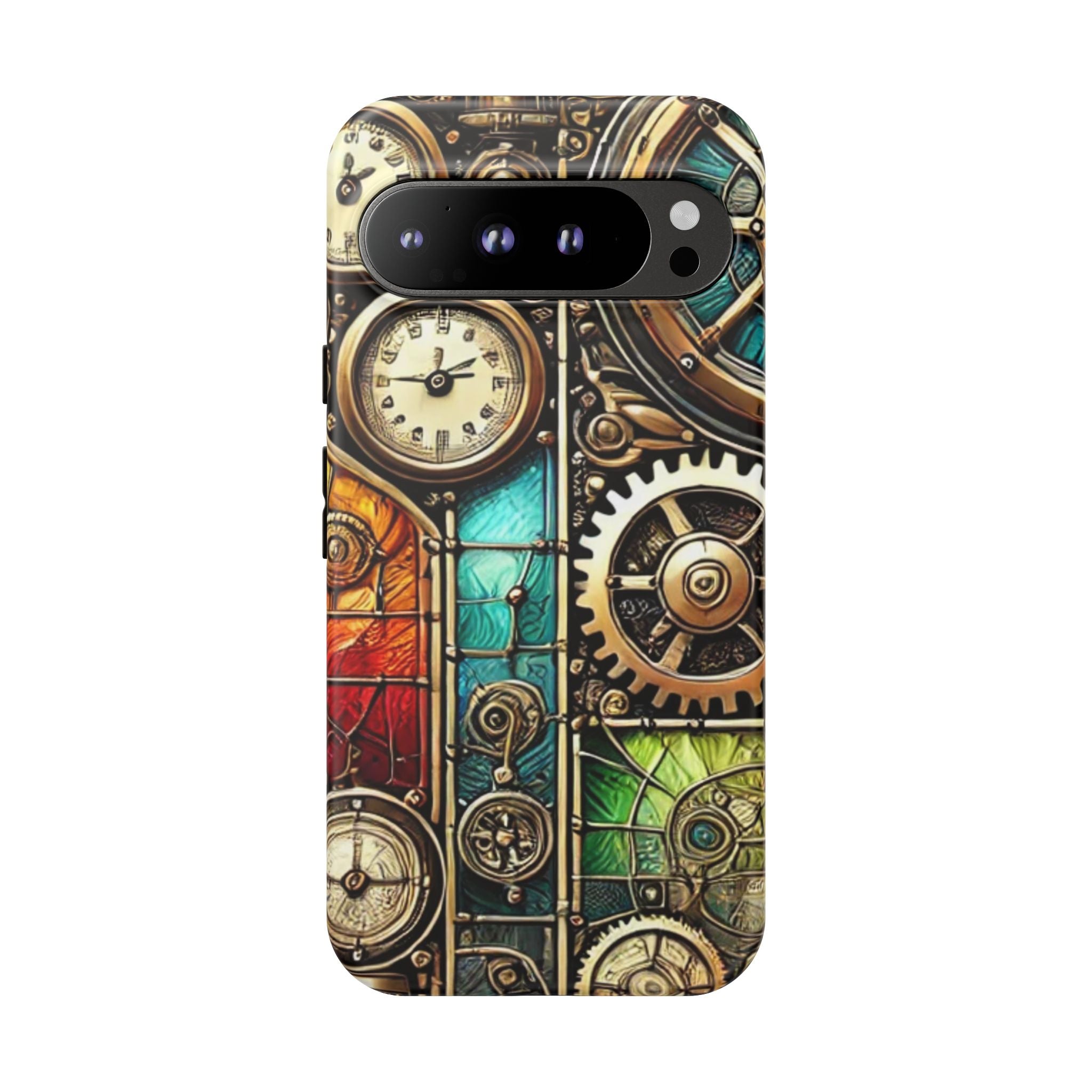 Steampunk Faux Stained Glass Android Phone Case – 3D Full-Wrap Protective Cover with TPU Liner