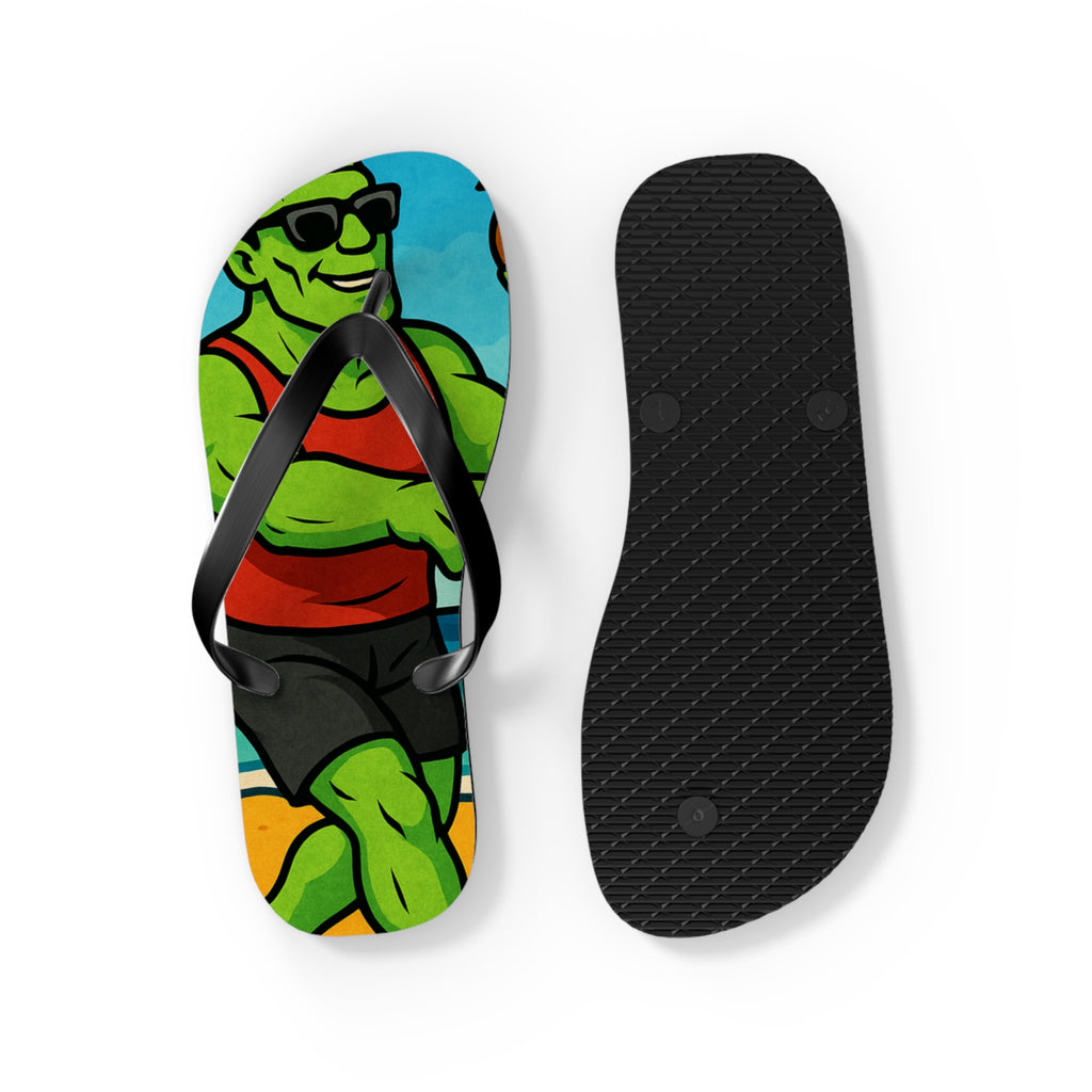 Fun Monster-Themed Flip Flops - Vibrant Summerween Sandals