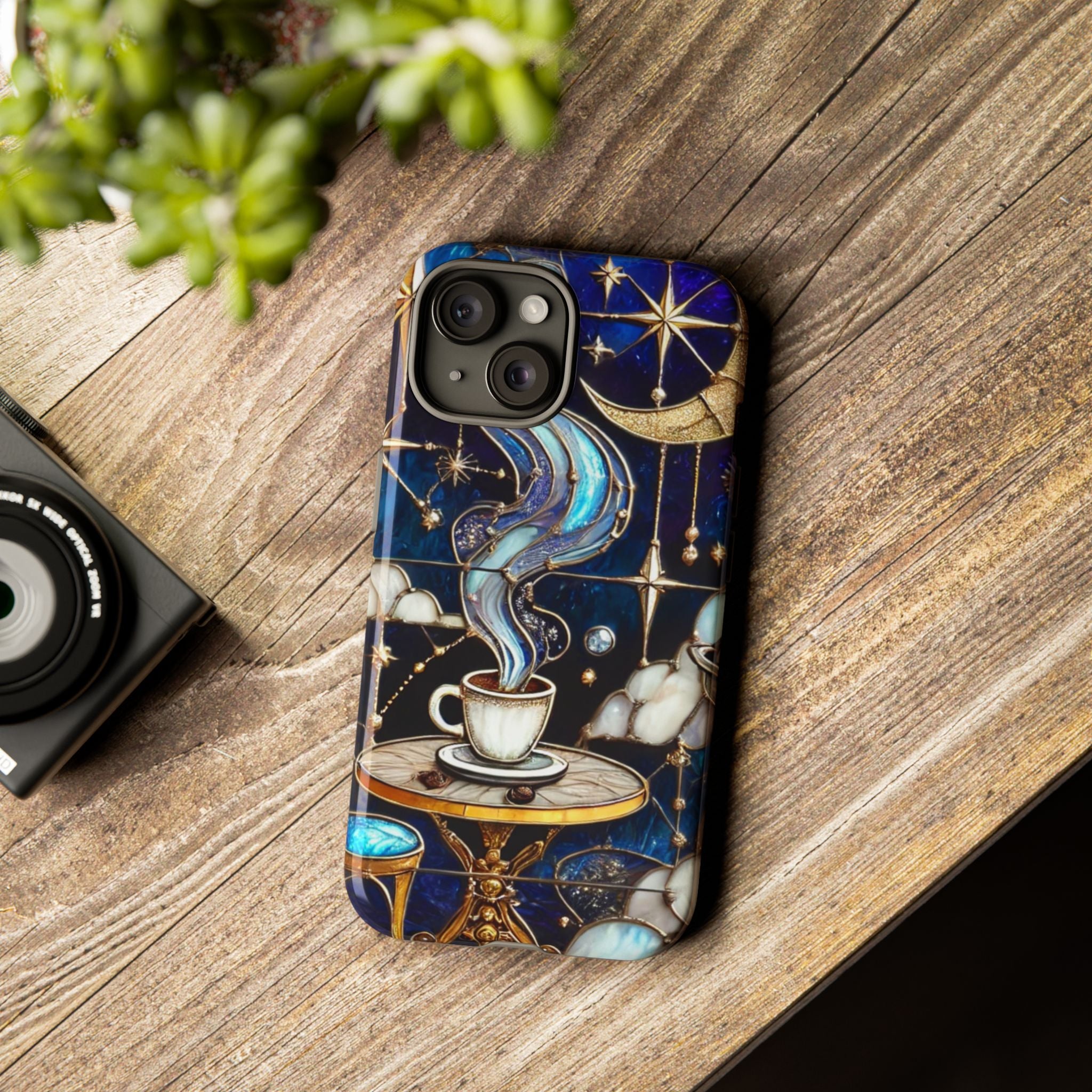 Celestial Stained Glass Coffee iPhone Case – Shockproof 3D Wrap