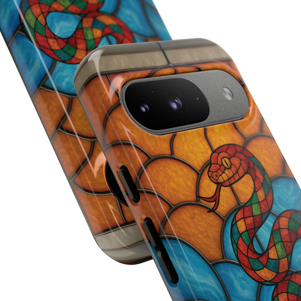 Snakes Are Beautiful Stained Glass Phone Case, Colorful Reptile Design Phone Cover, Nature Lovers Reptile Phone Case, Danger Noodle Case