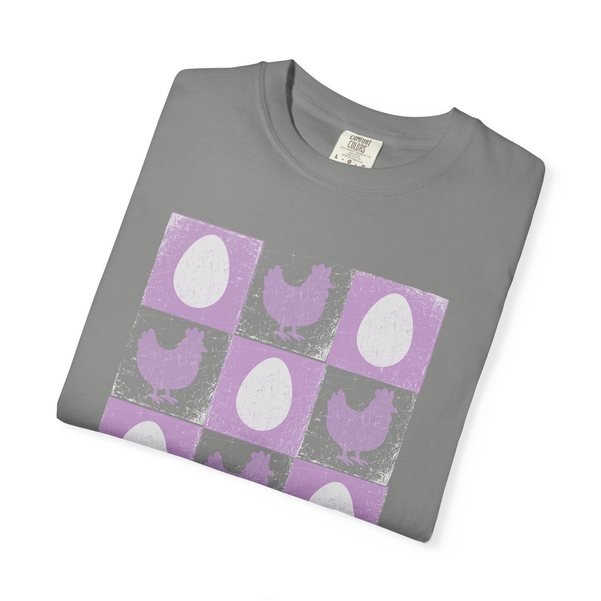 Charming Chicken Print T-Shirt, Rooster Checkerboard Tee