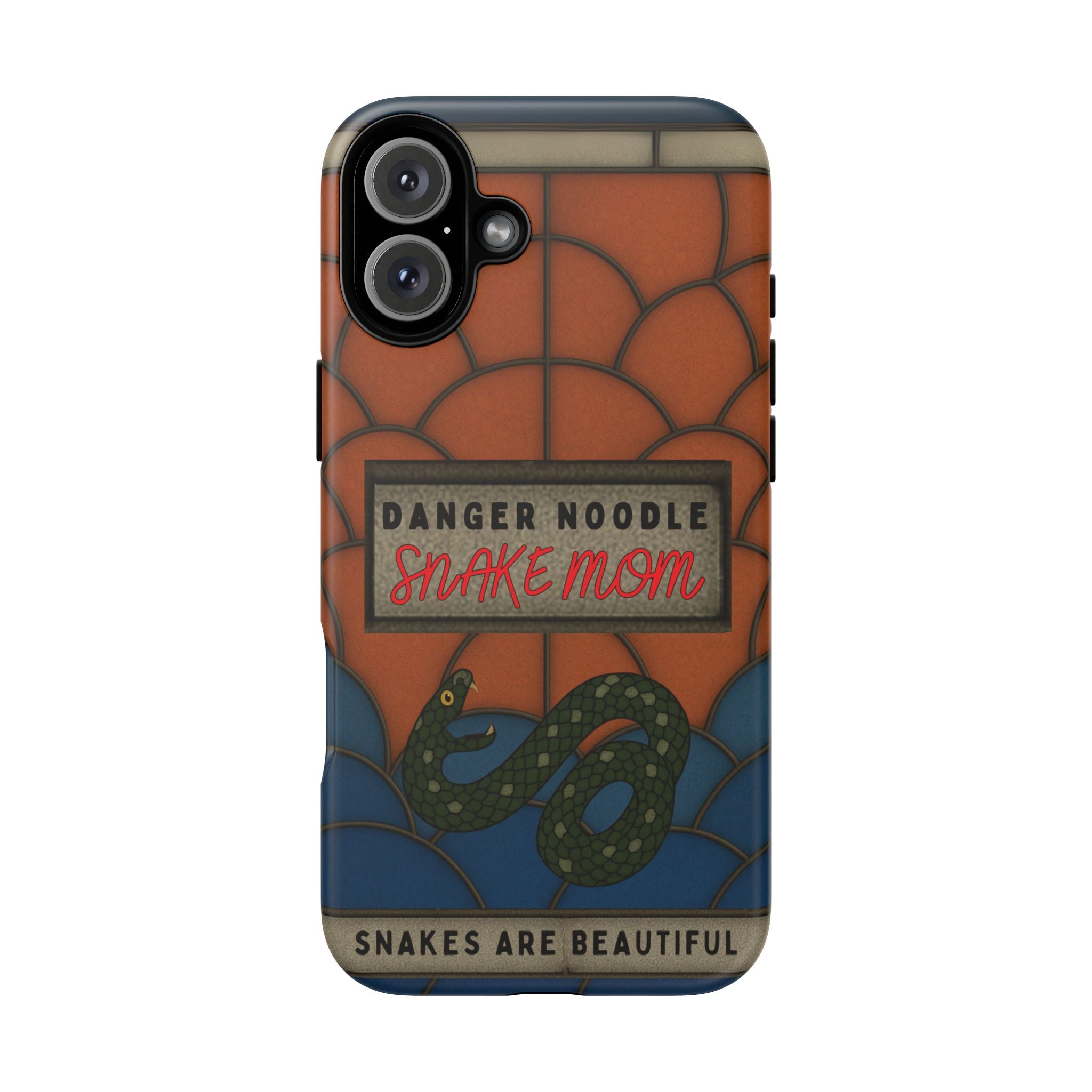 Danger Noodle Snake Mom Phone Case | Snakes Are Beautiful |Stained Glass Snake Art | Funny Snake Lover Gift |  Reptile Mom Phone Cover