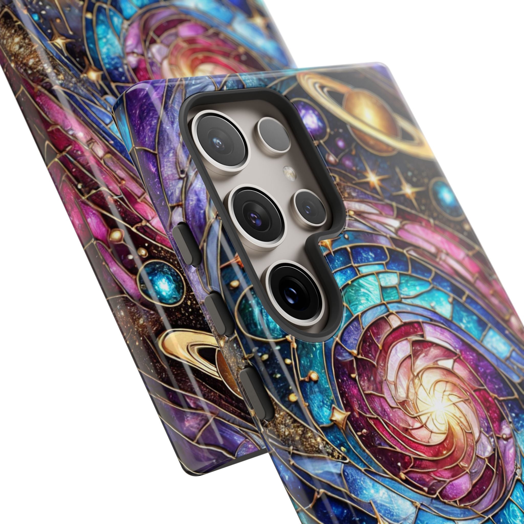 Stained Glass Celestial Android Phone Case – 3D Galaxy Full-Wrap Protective Cover with TPU Liner