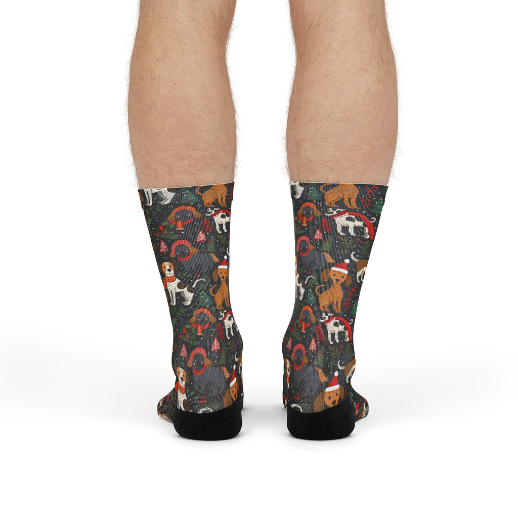 Dog Pattern Crew Socks — Holiday Puppy Socks