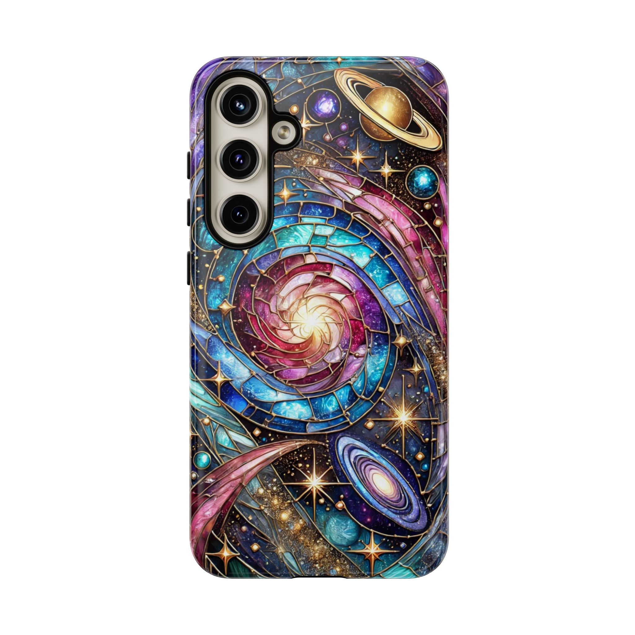 Stained Glass Celestial Android Phone Case – 3D Galaxy Full-Wrap Protective Cover with TPU Liner