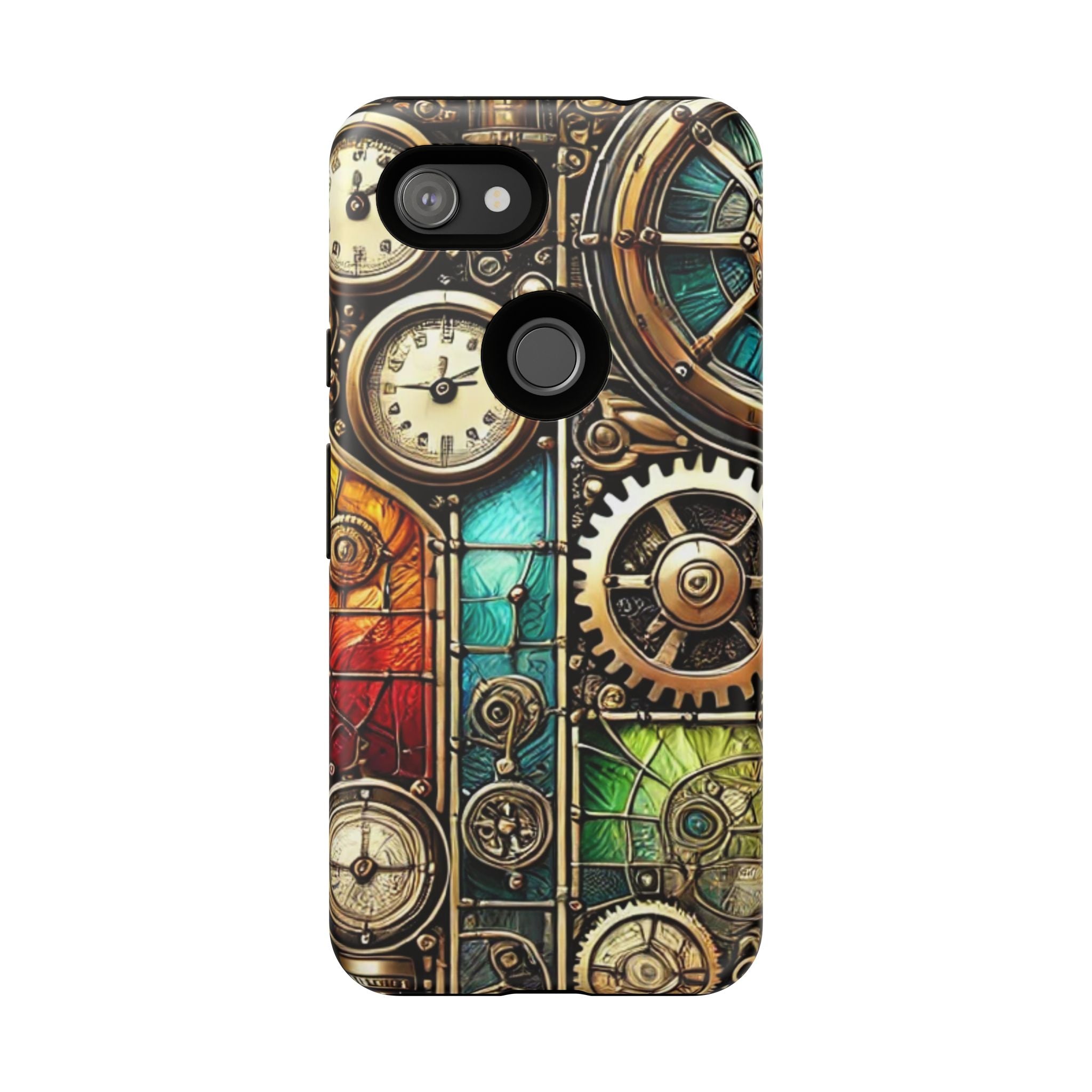 Steampunk Faux Stained Glass Android Phone Case – 3D Full-Wrap Protective Cover with TPU Liner